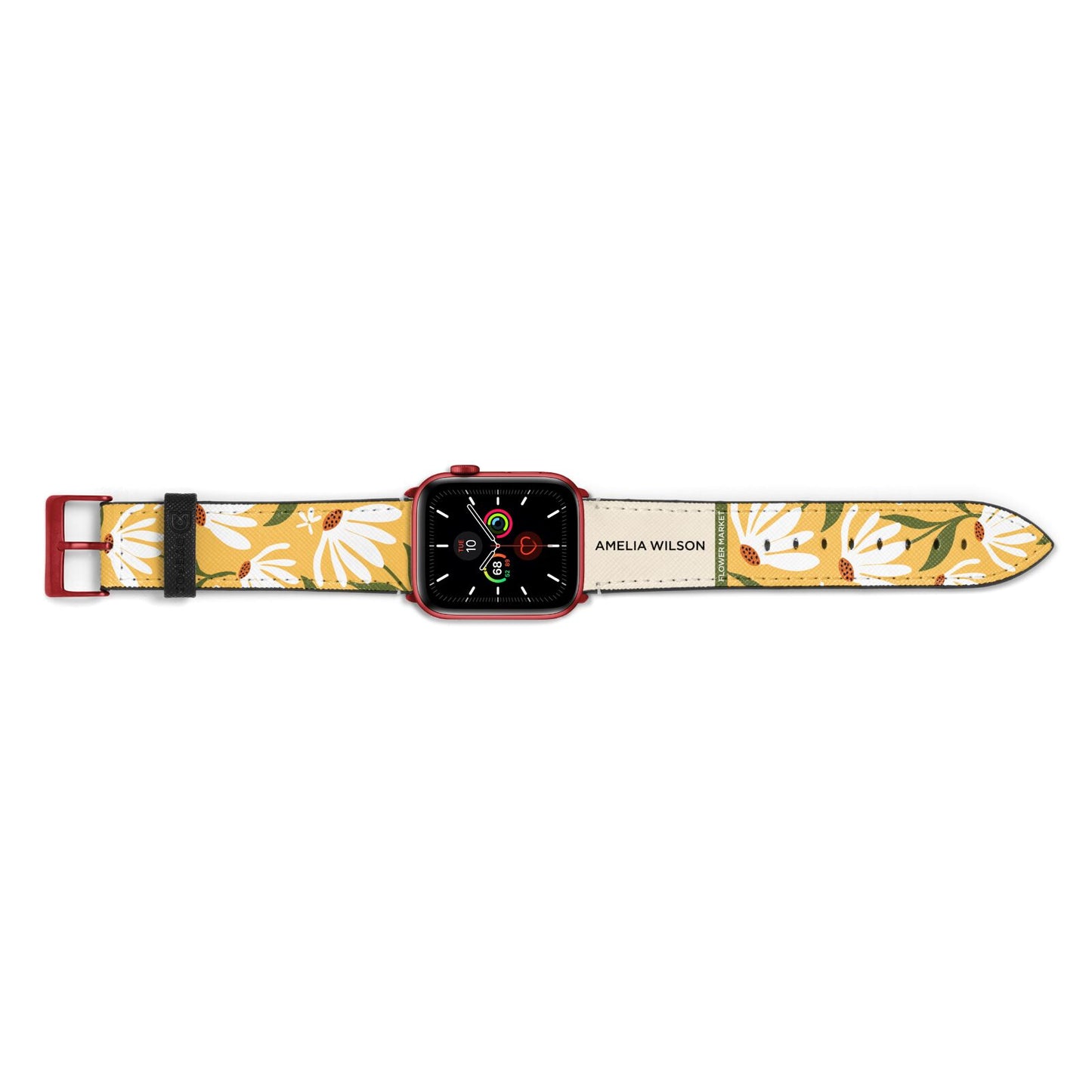 London Flower Market Apple Watch Strap Landscape Image Red Hardware