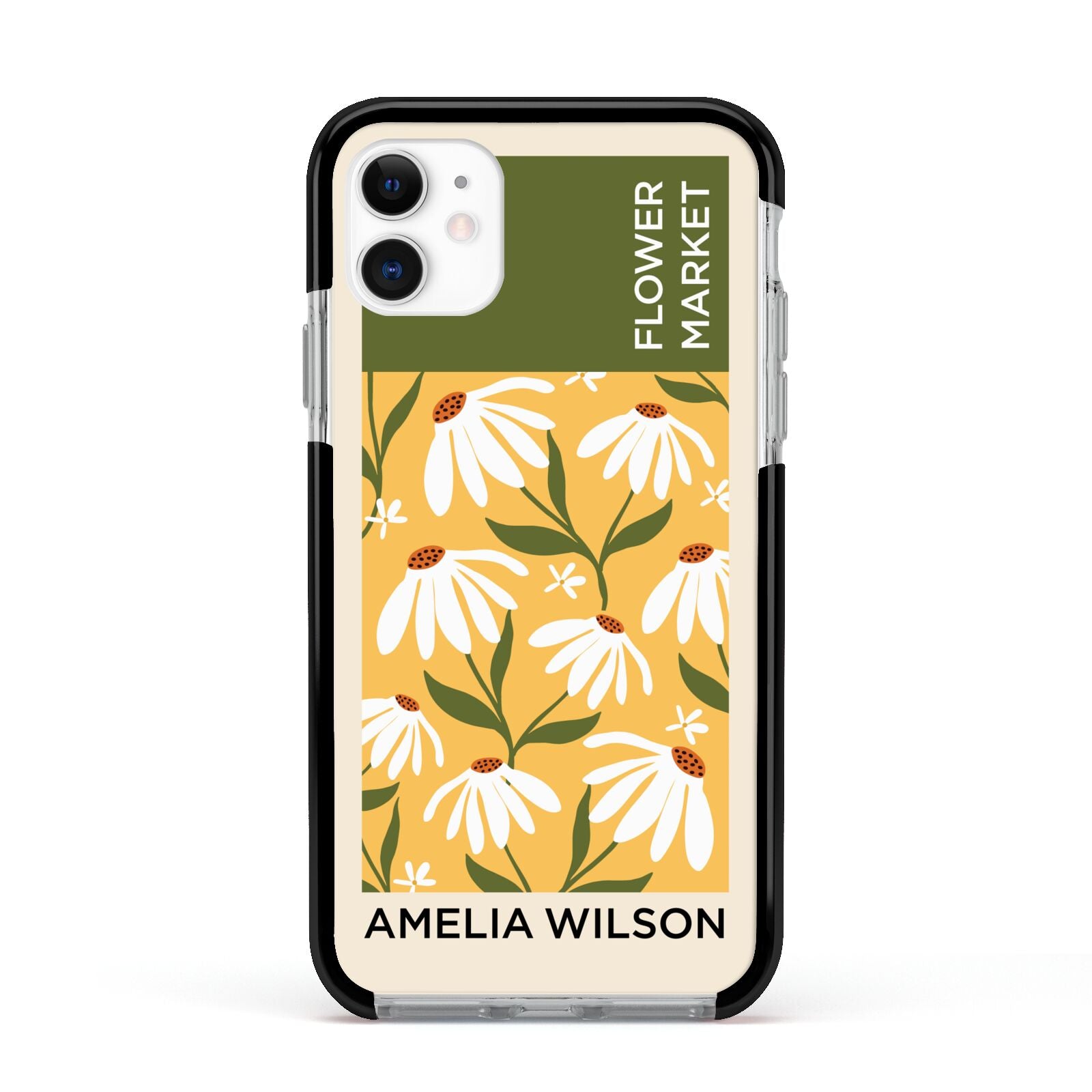 London Flower Market Apple iPhone 11 in White with Black Impact Case