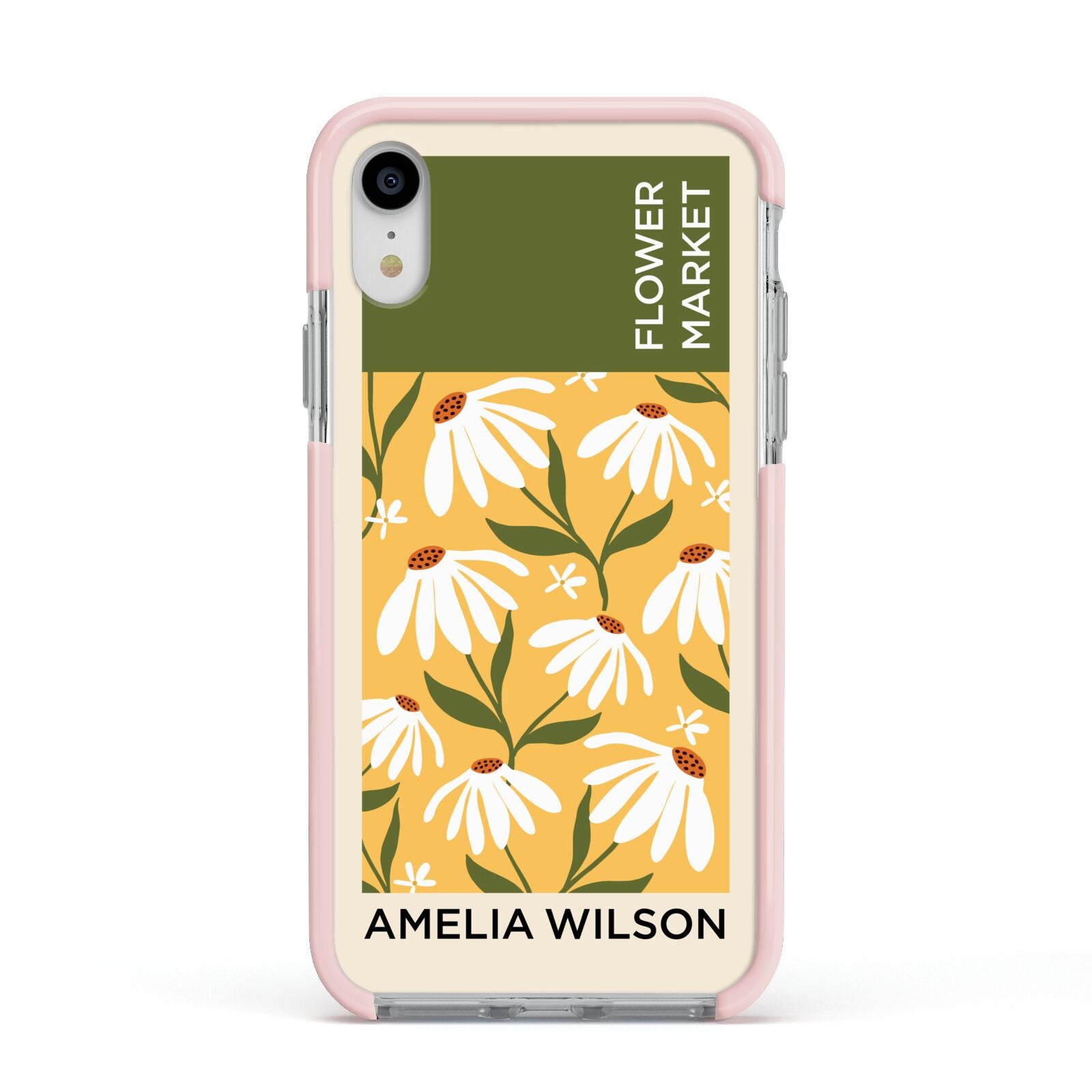 London Flower Market Apple iPhone XR Impact Case Pink Edge on Silver Phone