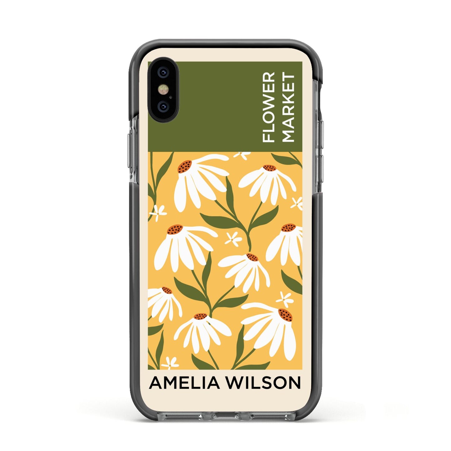 London Flower Market Apple iPhone Xs Impact Case Black Edge on Black Phone