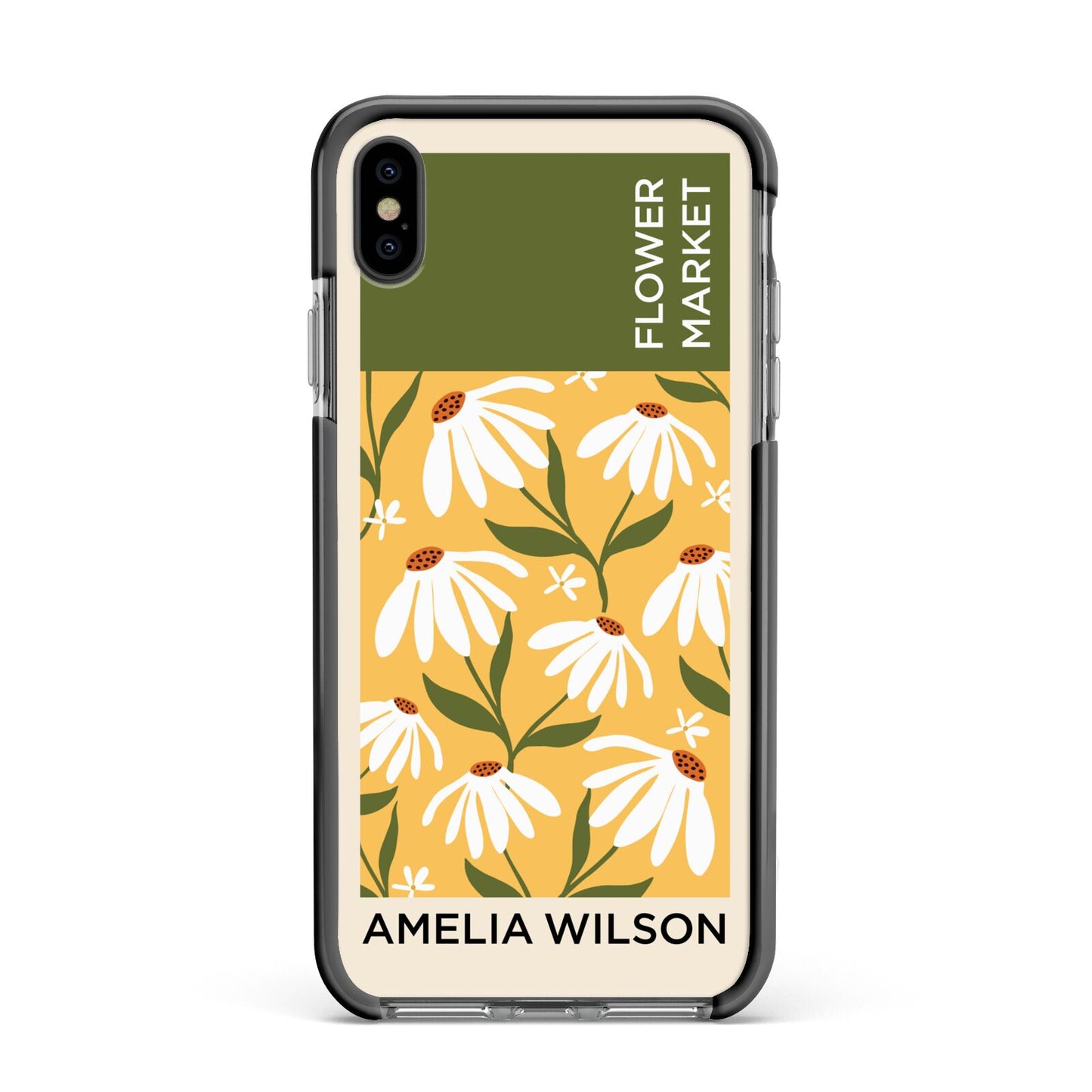 London Flower Market Apple iPhone Xs Max Impact Case Black Edge on Black Phone