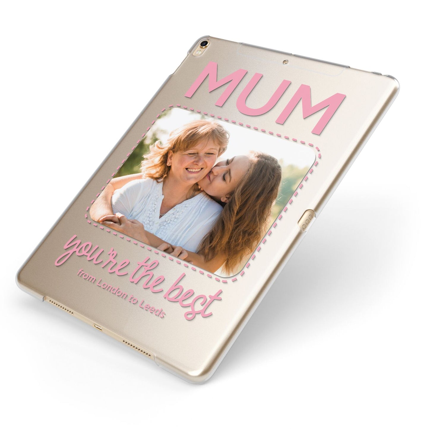 Long Distance Mothers Day Photo Apple iPad Case on Gold iPad Side View