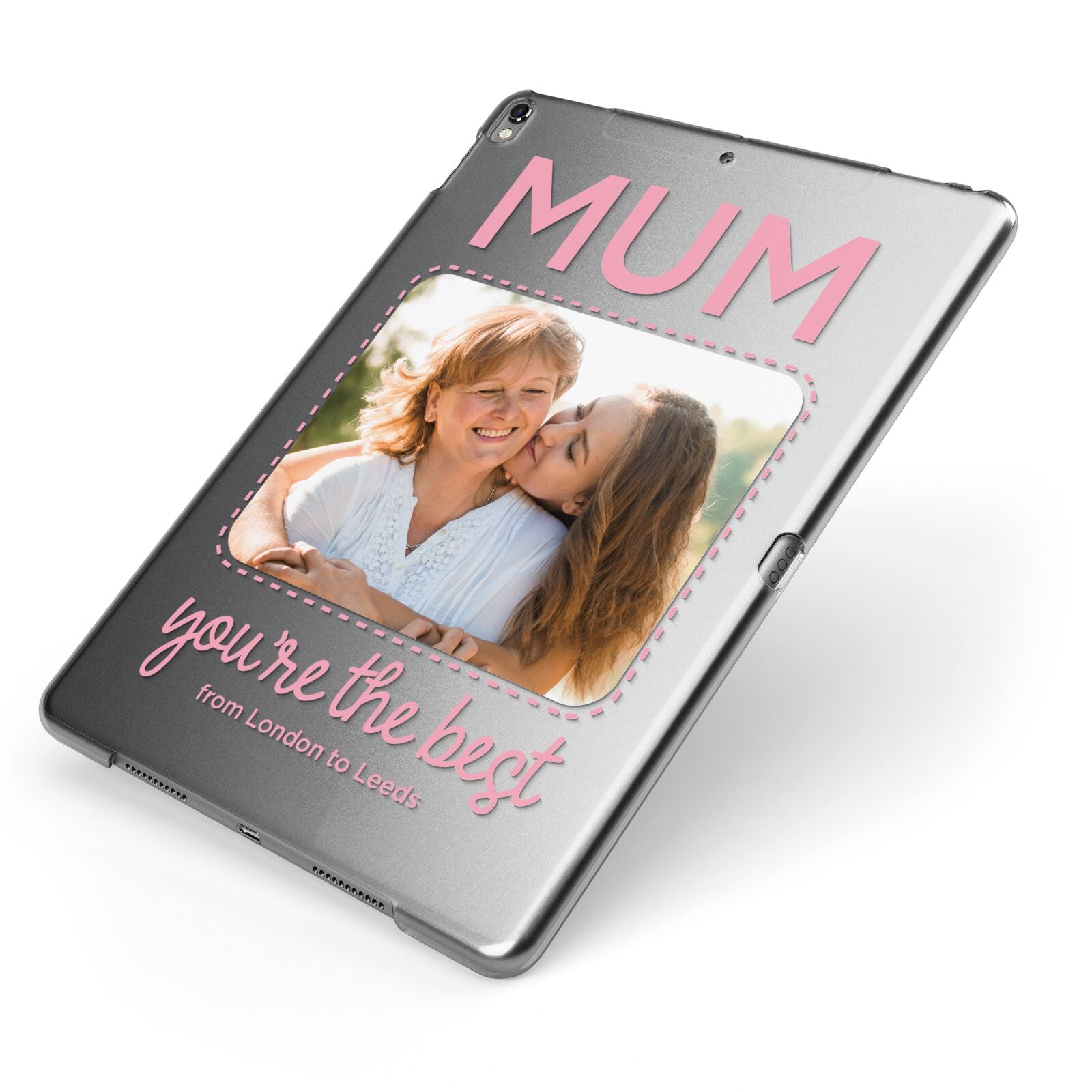 Long Distance Mothers Day Photo Apple iPad Case on Grey iPad Side View