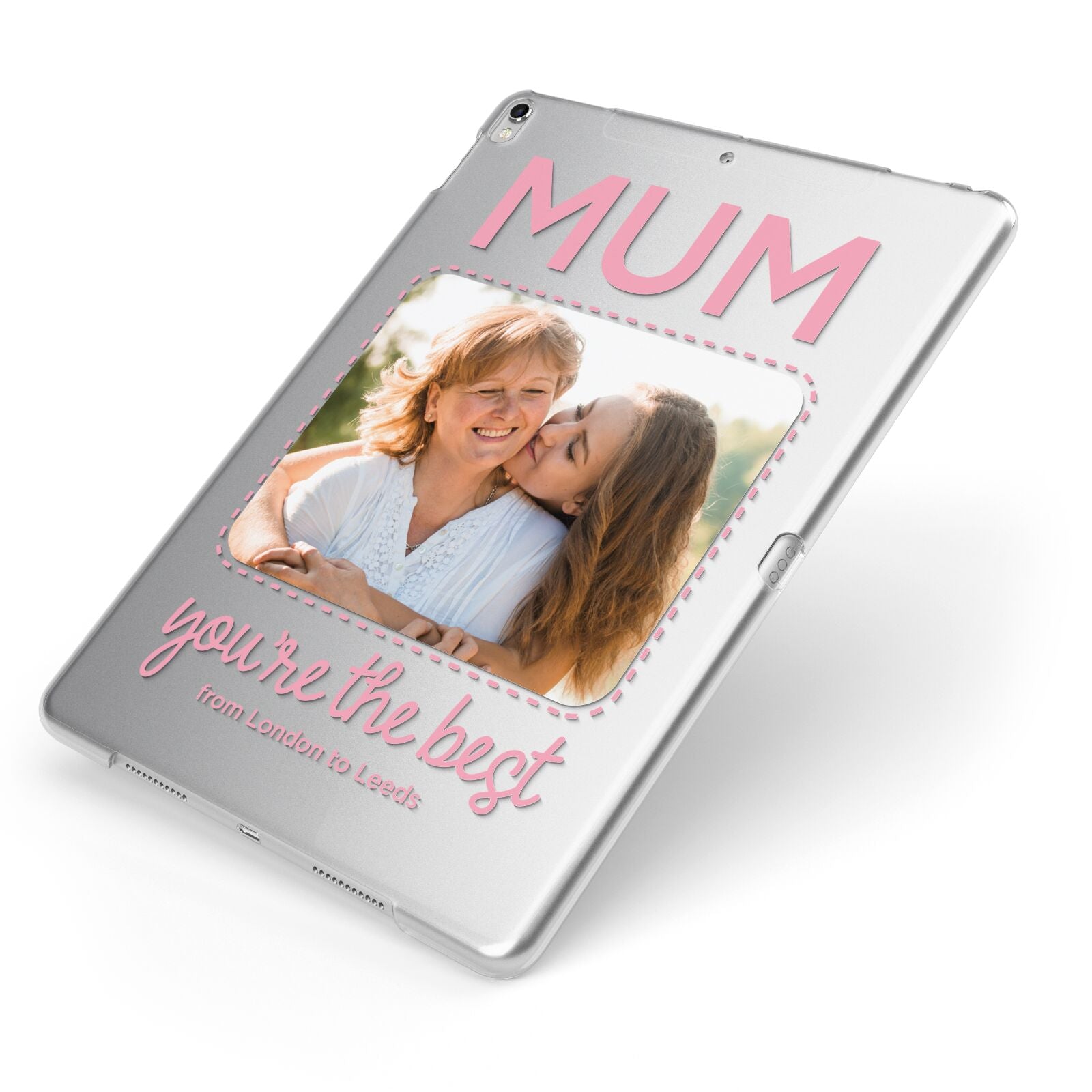 Long Distance Mothers Day Photo Apple iPad Case on Silver iPad Side View