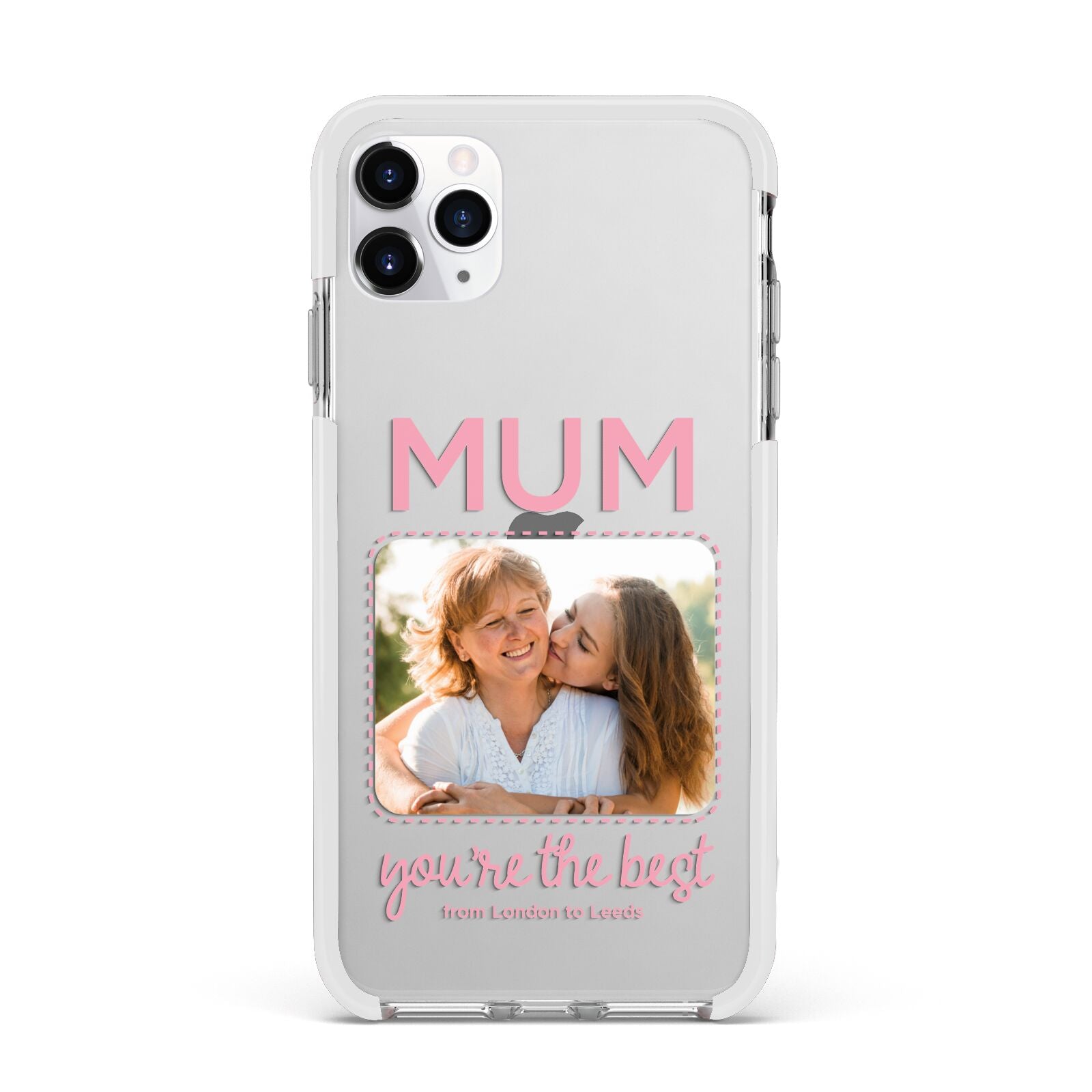 Long Distance Mothers Day Photo Apple iPhone 11 Pro Max in Silver with White Impact Case