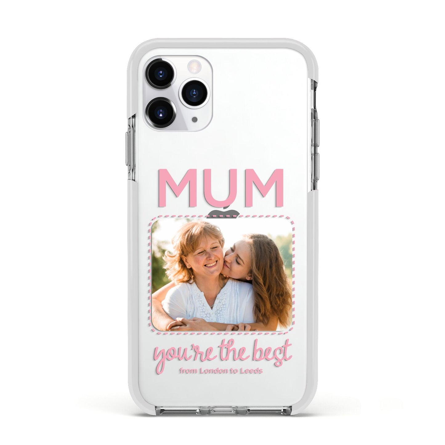 Long Distance Mothers Day Photo Apple iPhone 11 Pro in Silver with White Impact Case