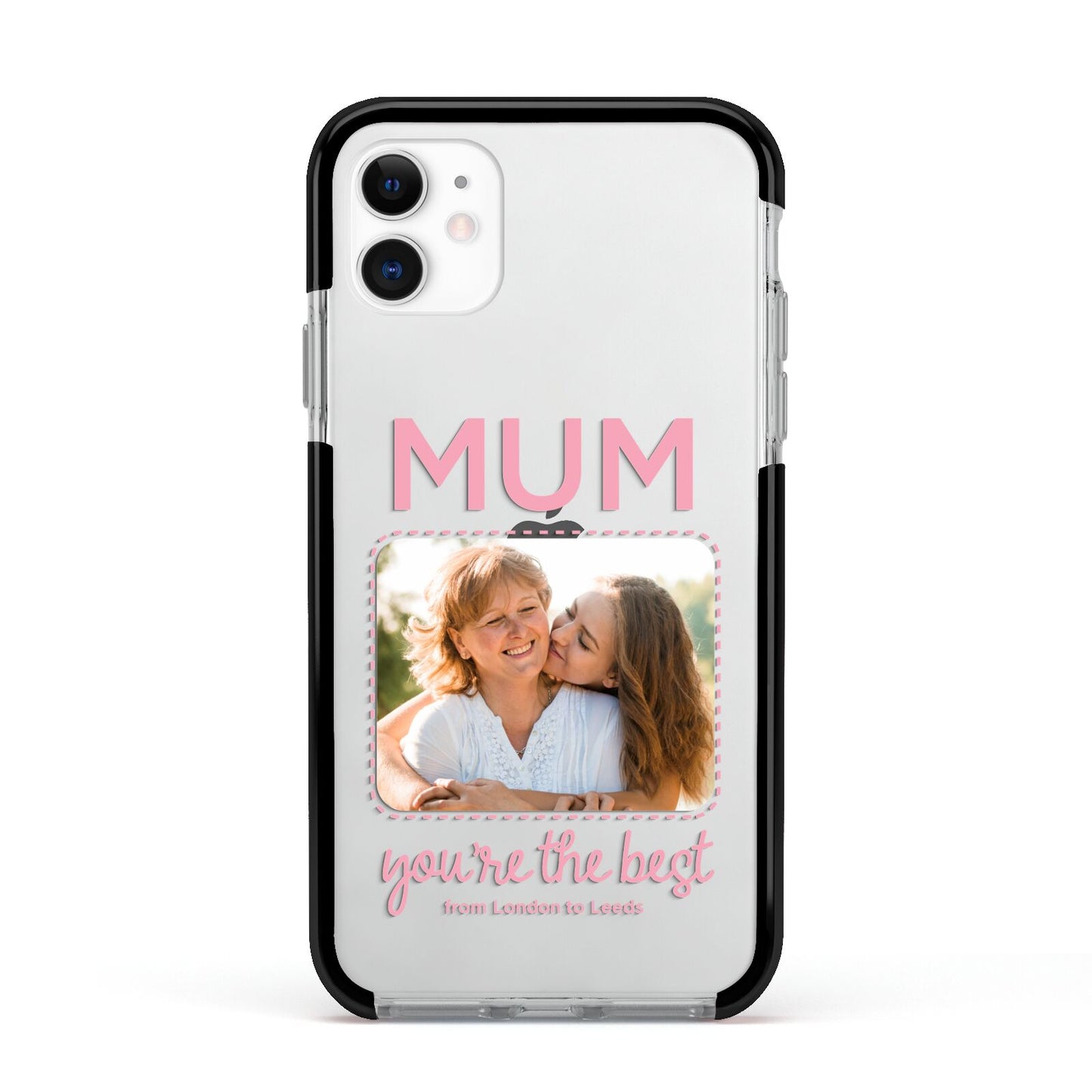 Long Distance Mothers Day Photo Apple iPhone 11 in White with Black Impact Case