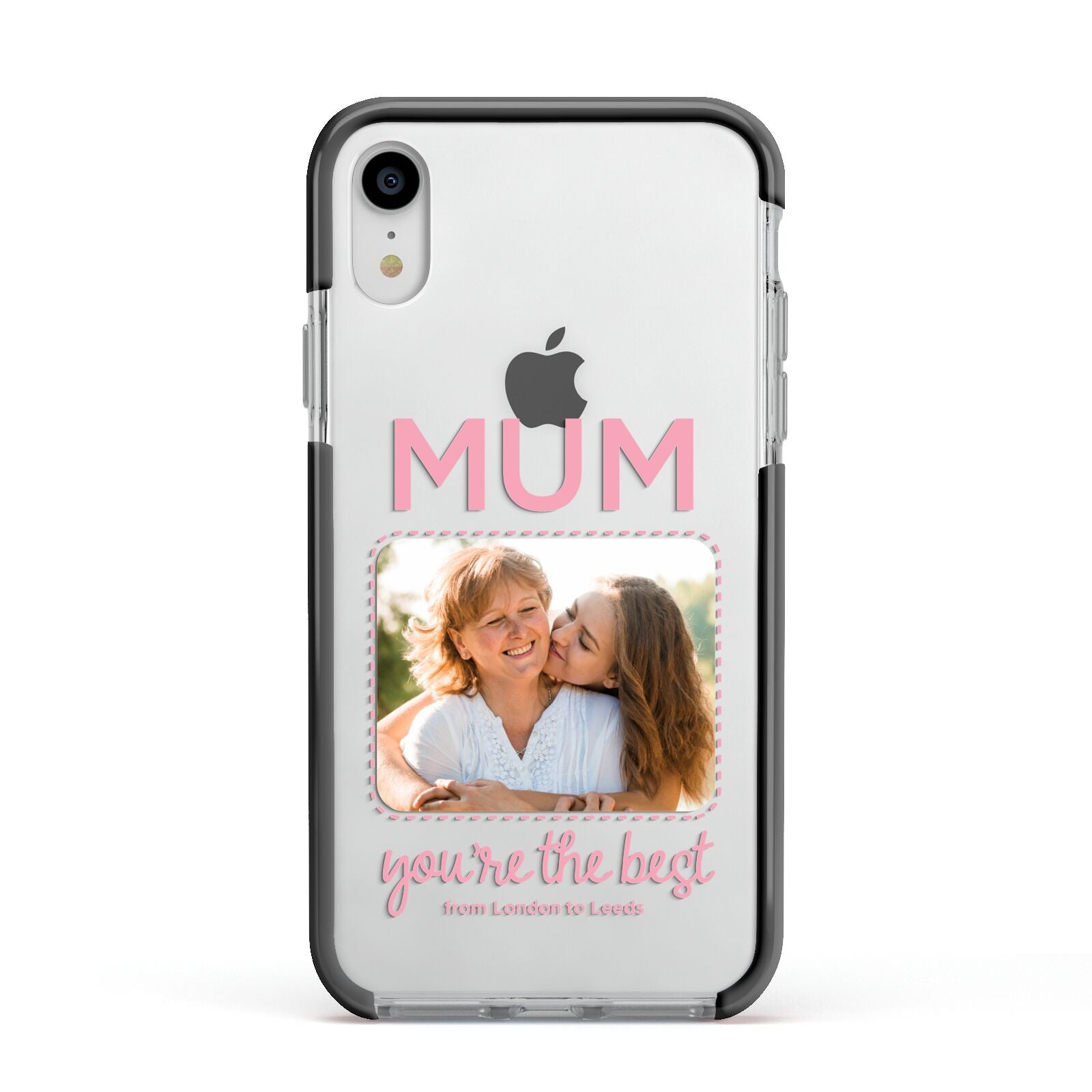 Long Distance Mothers Day Photo Apple iPhone XR Impact Case Black Edge on Silver Phone