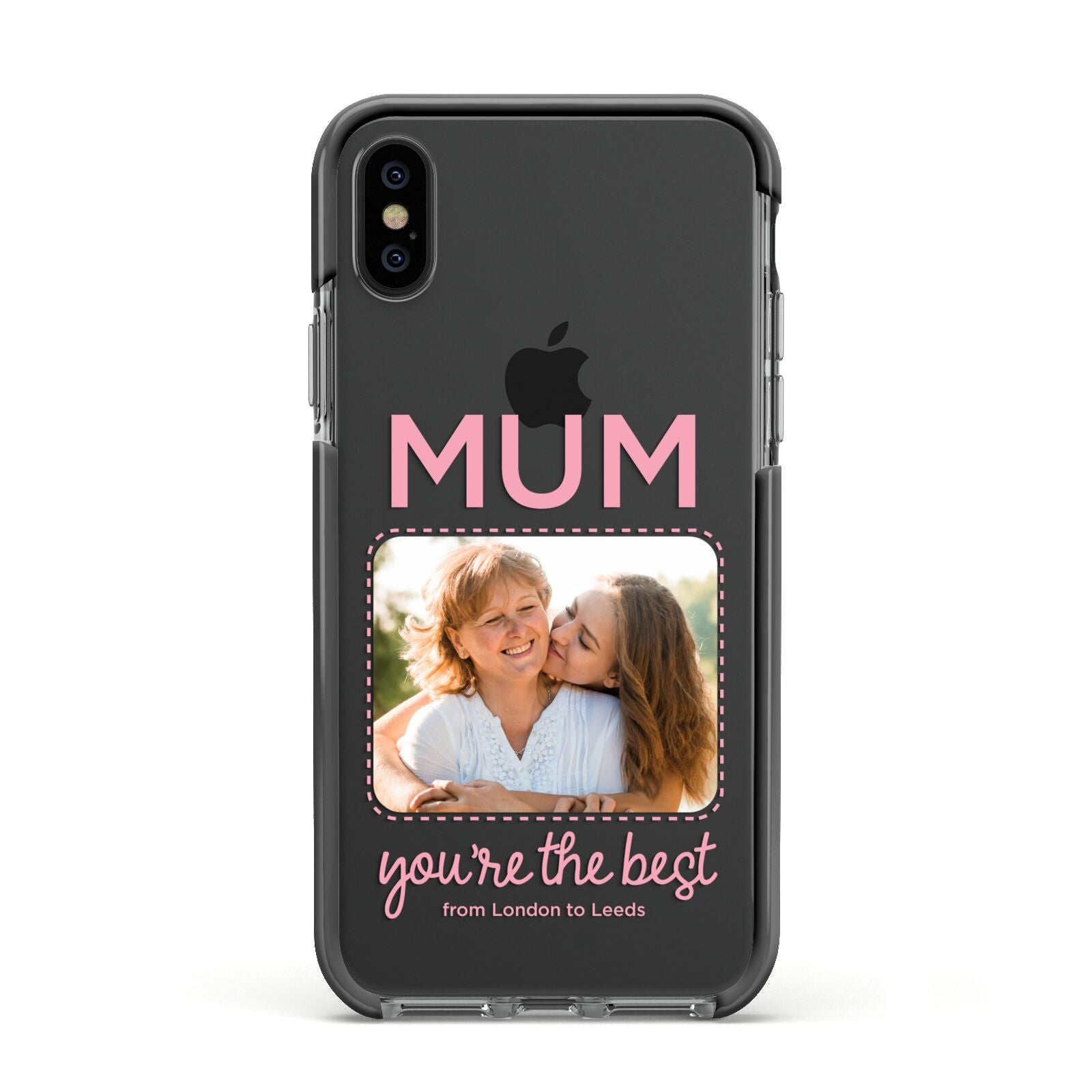 Long Distance Mothers Day Photo Apple iPhone Xs Impact Case Black Edge on Black Phone