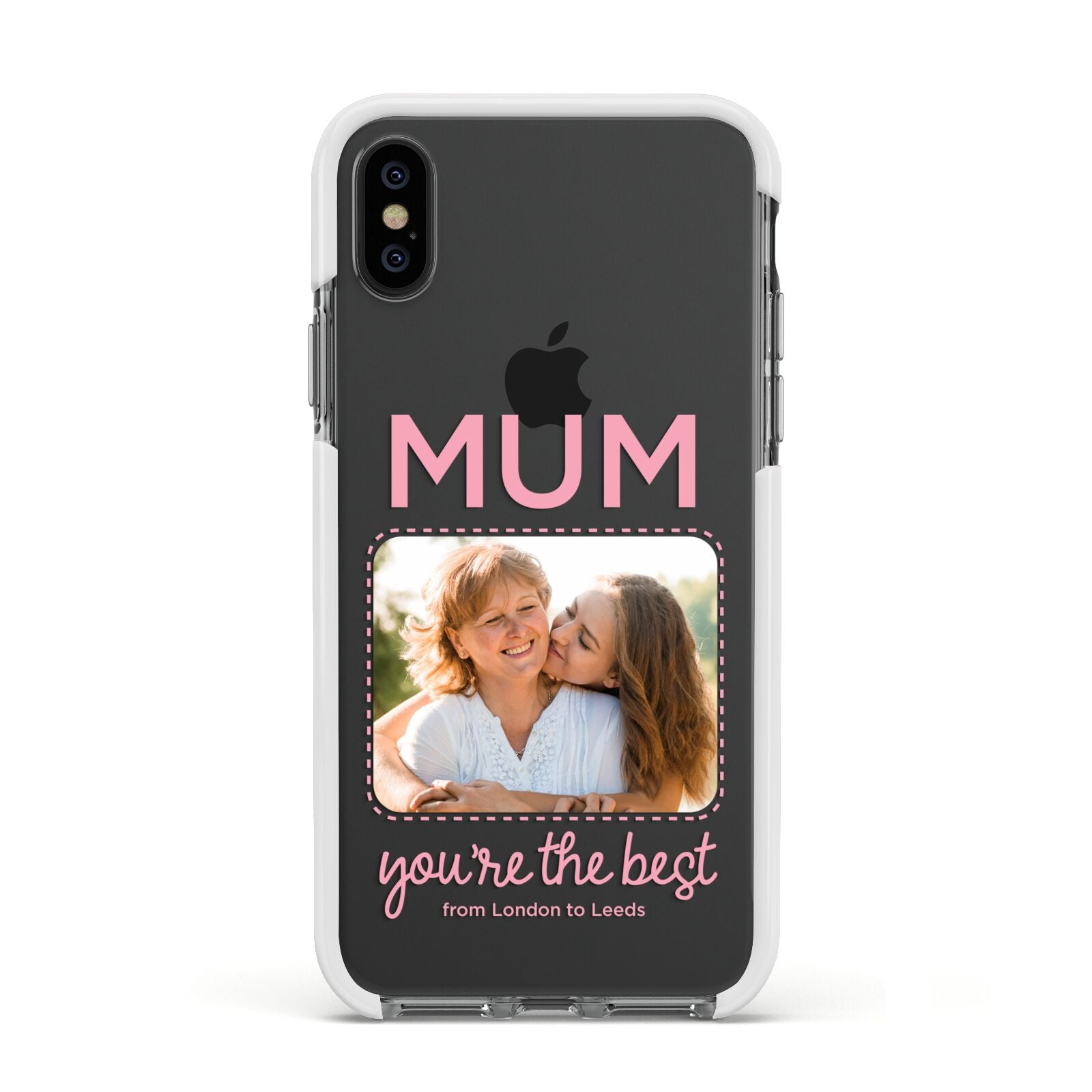 Long Distance Mothers Day Photo Apple iPhone Xs Impact Case White Edge on Black Phone