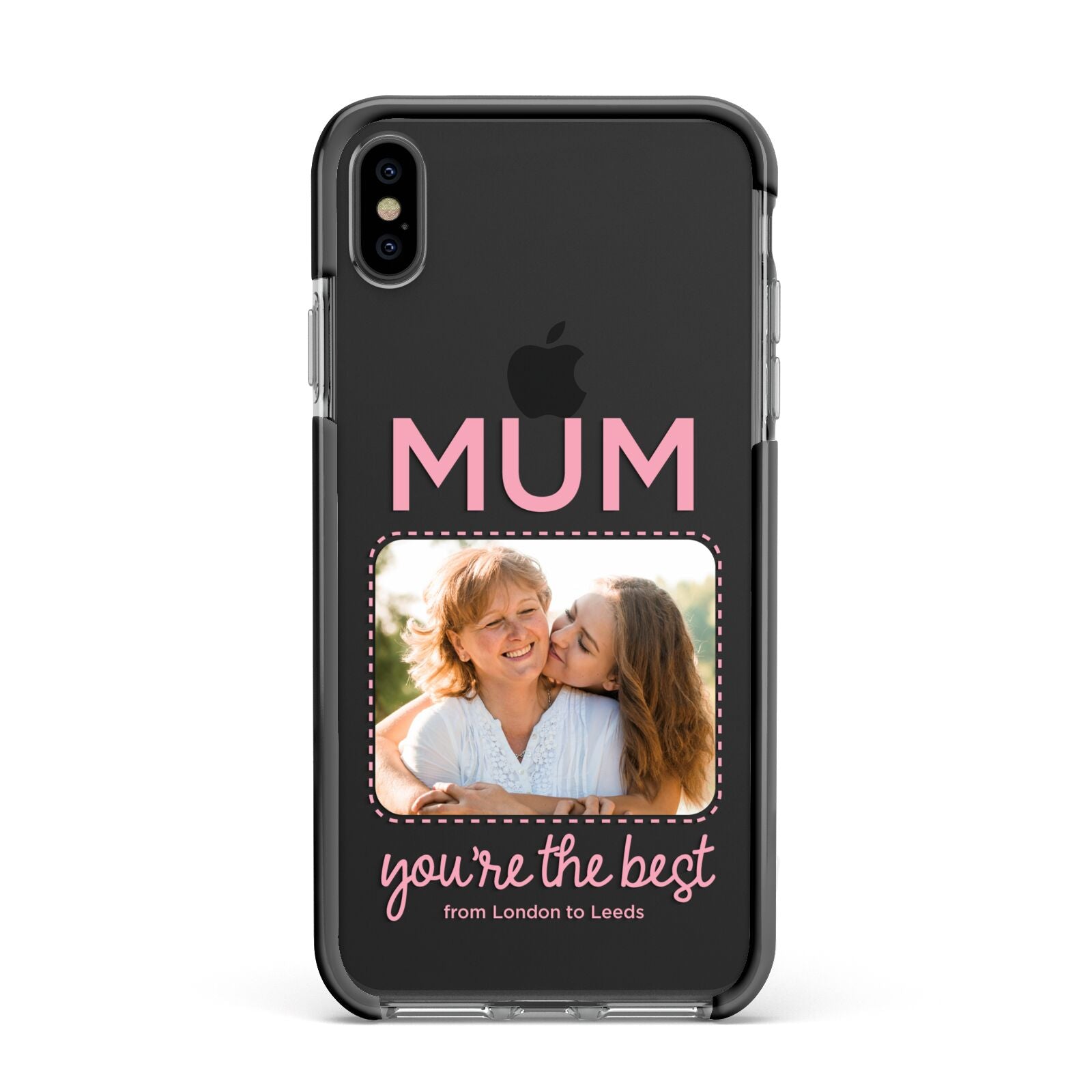 Long Distance Mothers Day Photo Apple iPhone Xs Max Impact Case Black Edge on Black Phone