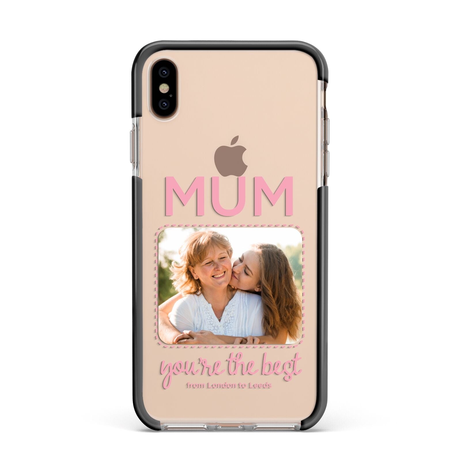 Long Distance Mothers Day Photo Apple iPhone Xs Max Impact Case Black Edge on Gold Phone