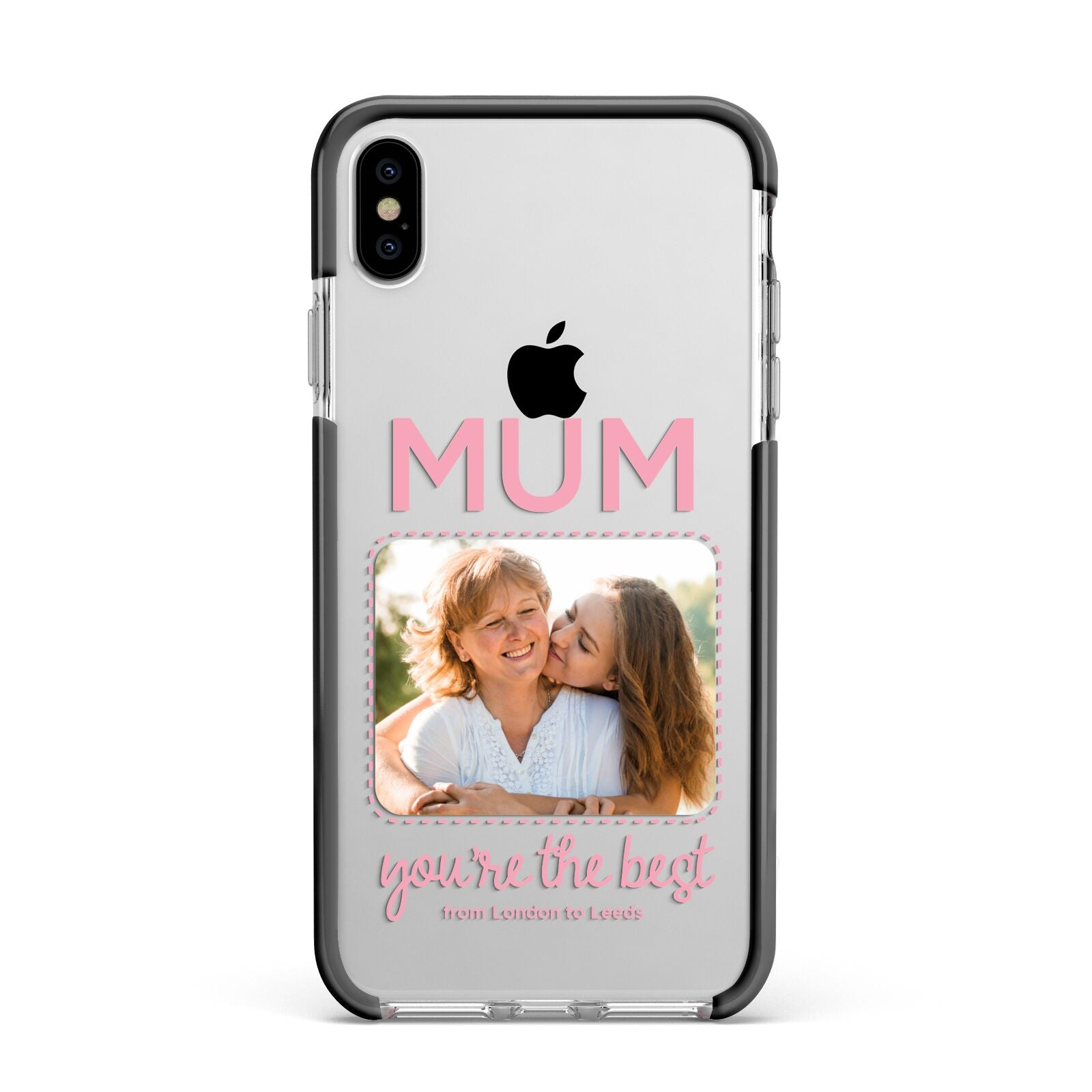 Long Distance Mothers Day Photo Apple iPhone Xs Max Impact Case Black Edge on Silver Phone