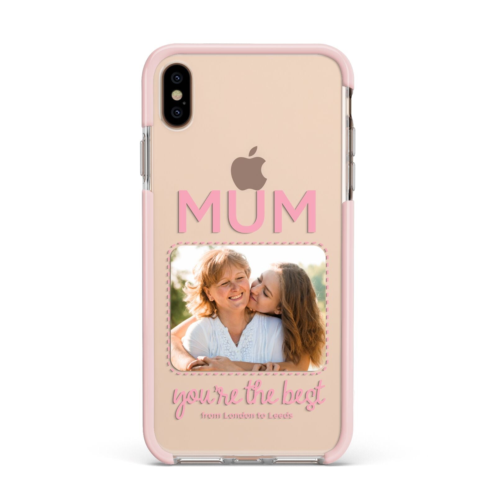 Long Distance Mothers Day Photo Apple iPhone Xs Max Impact Case Pink Edge on Gold Phone