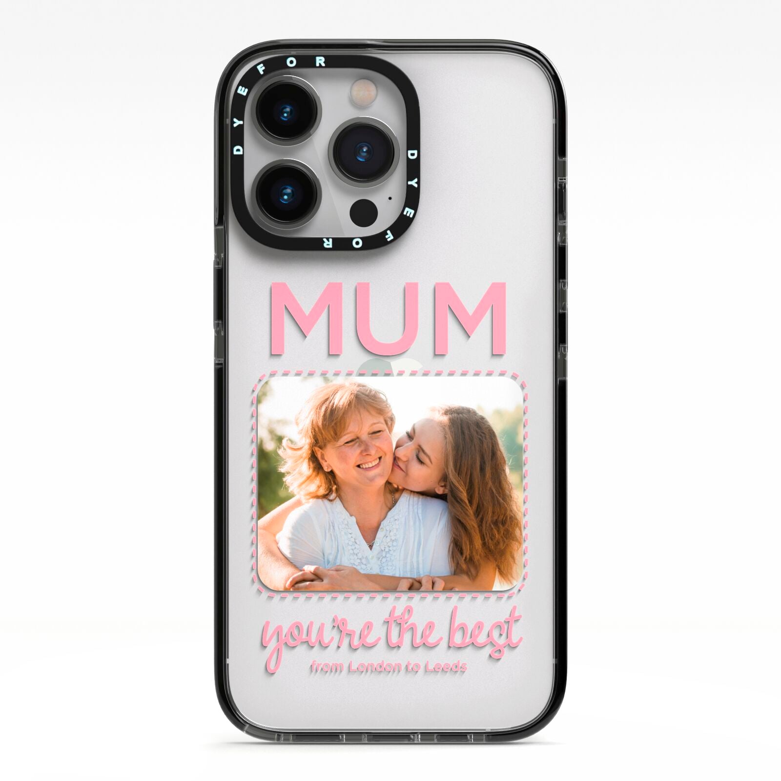 Long Distance Mothers Day Photo iPhone 13 Pro Black Impact Case on Silver phone