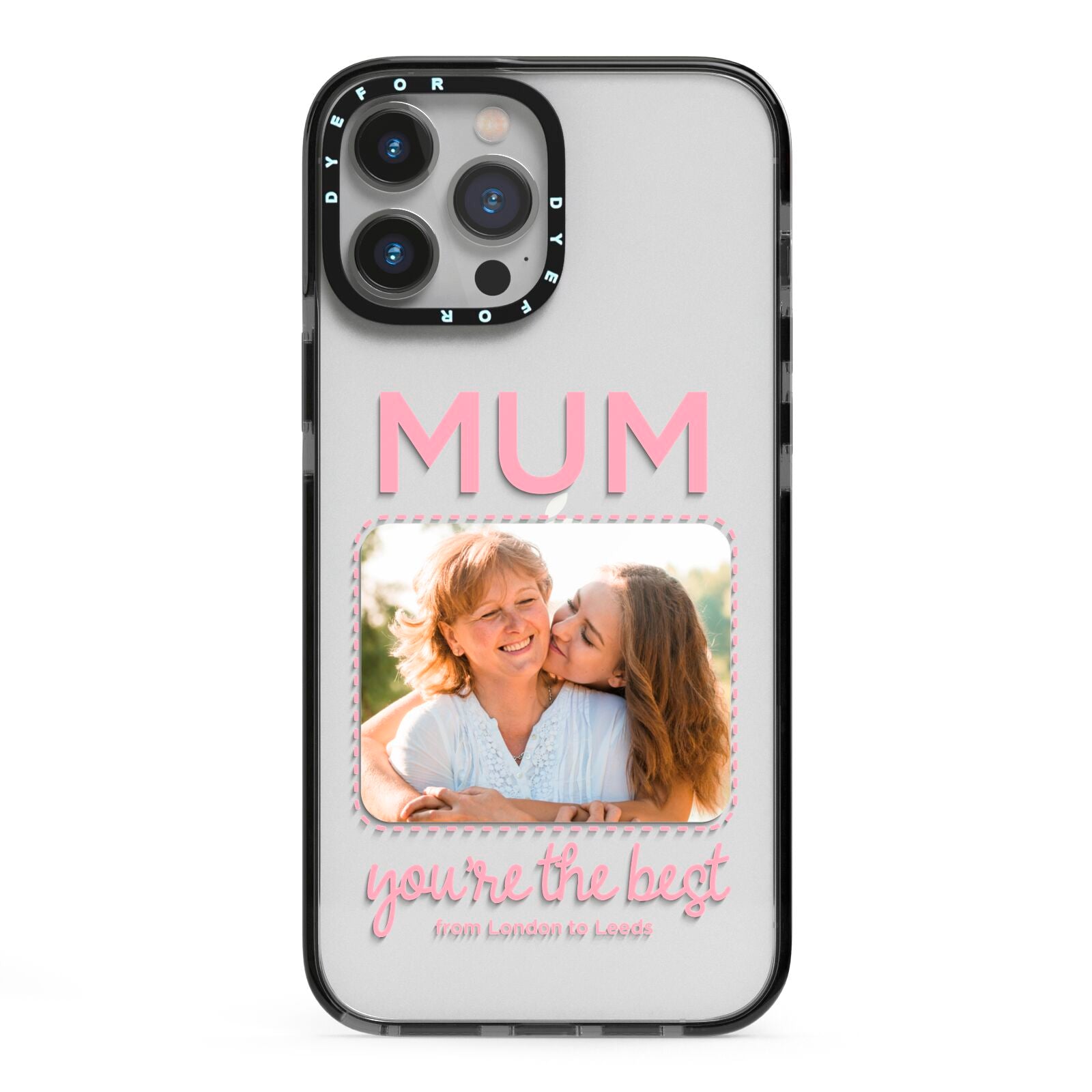 Long Distance Mothers Day Photo iPhone 13 Pro Max Black Impact Case on Silver phone