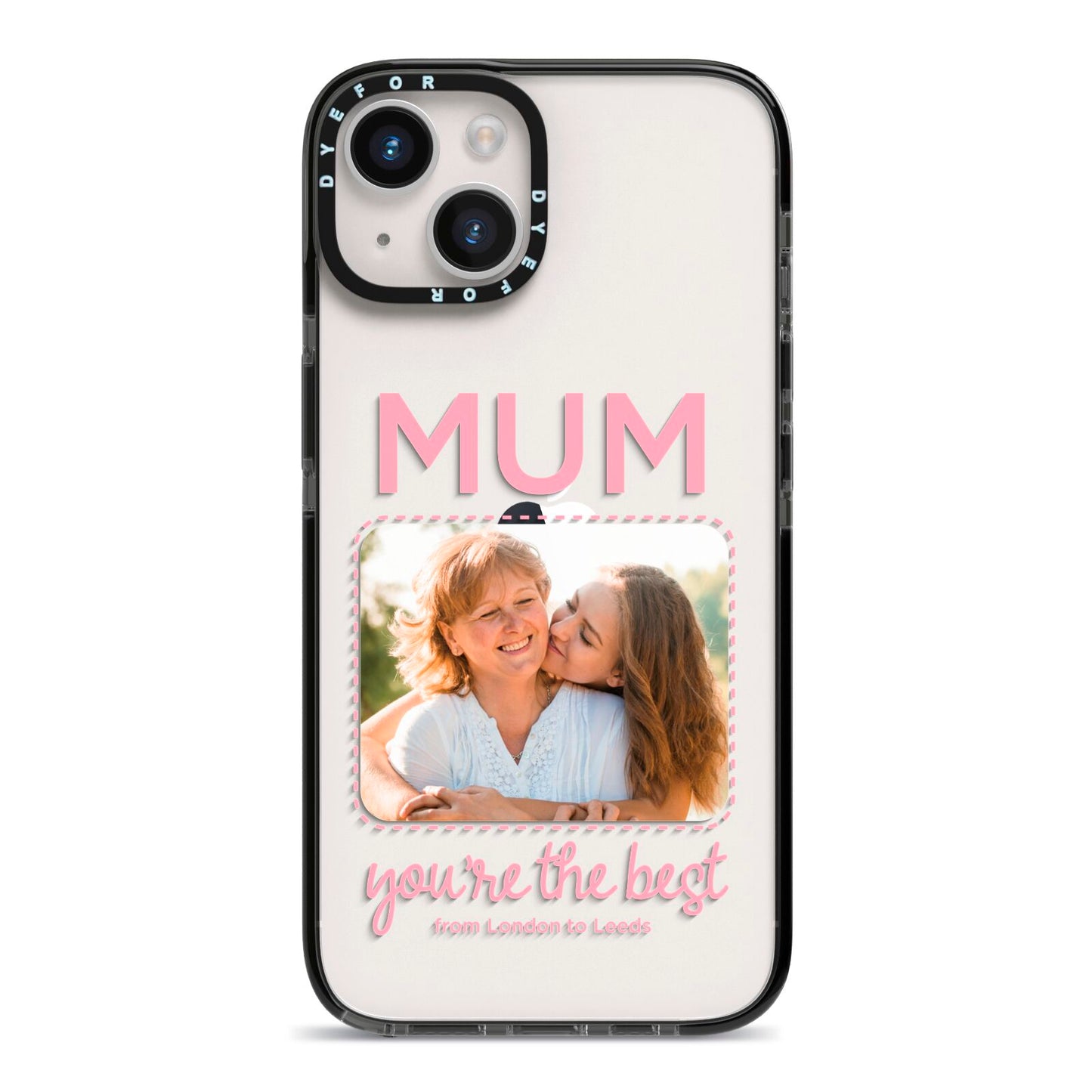 Long Distance Mothers Day Photo iPhone 14 Black Impact Case on Silver phone