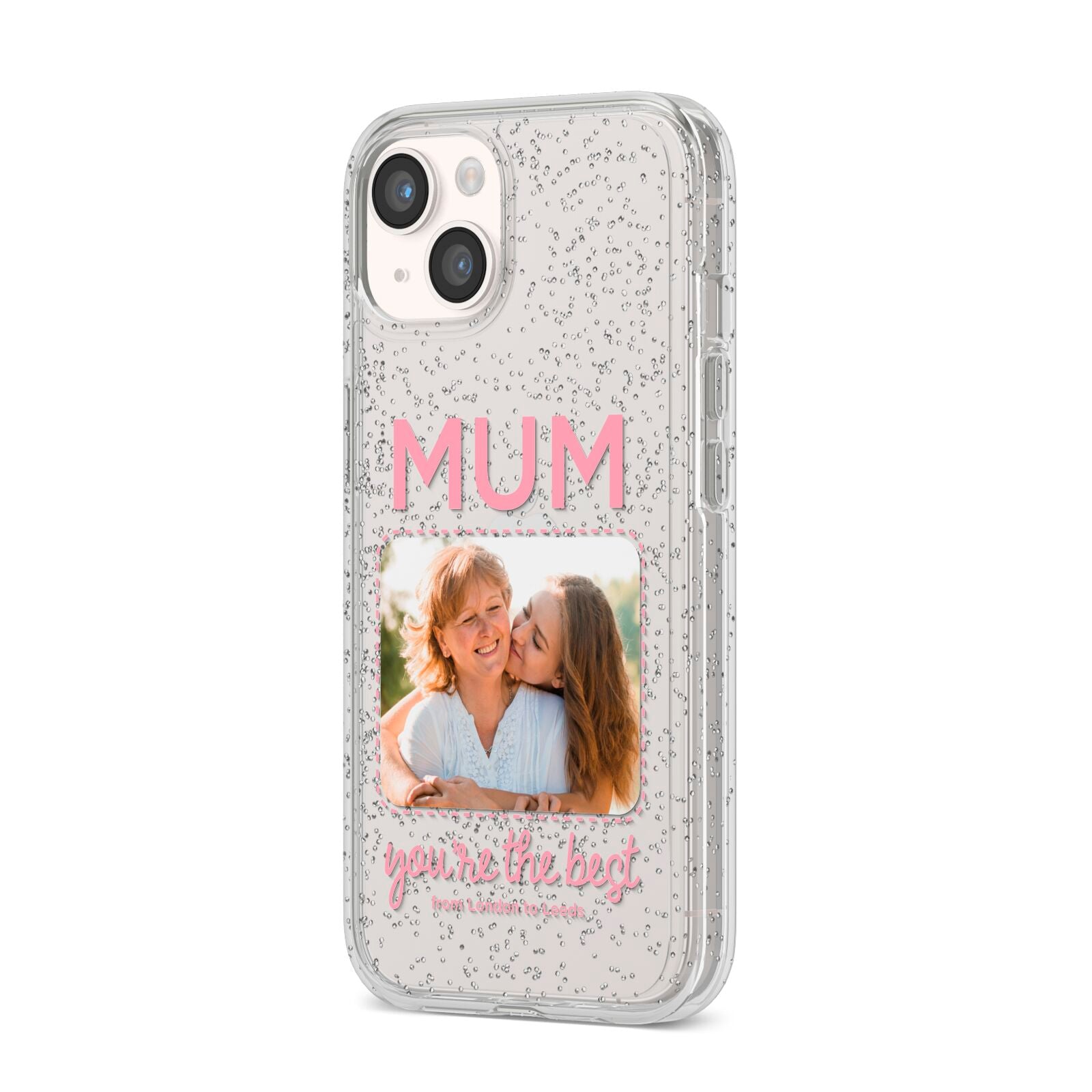 Long Distance Mothers Day Photo iPhone 14 Glitter Tough Case Starlight Angled Image