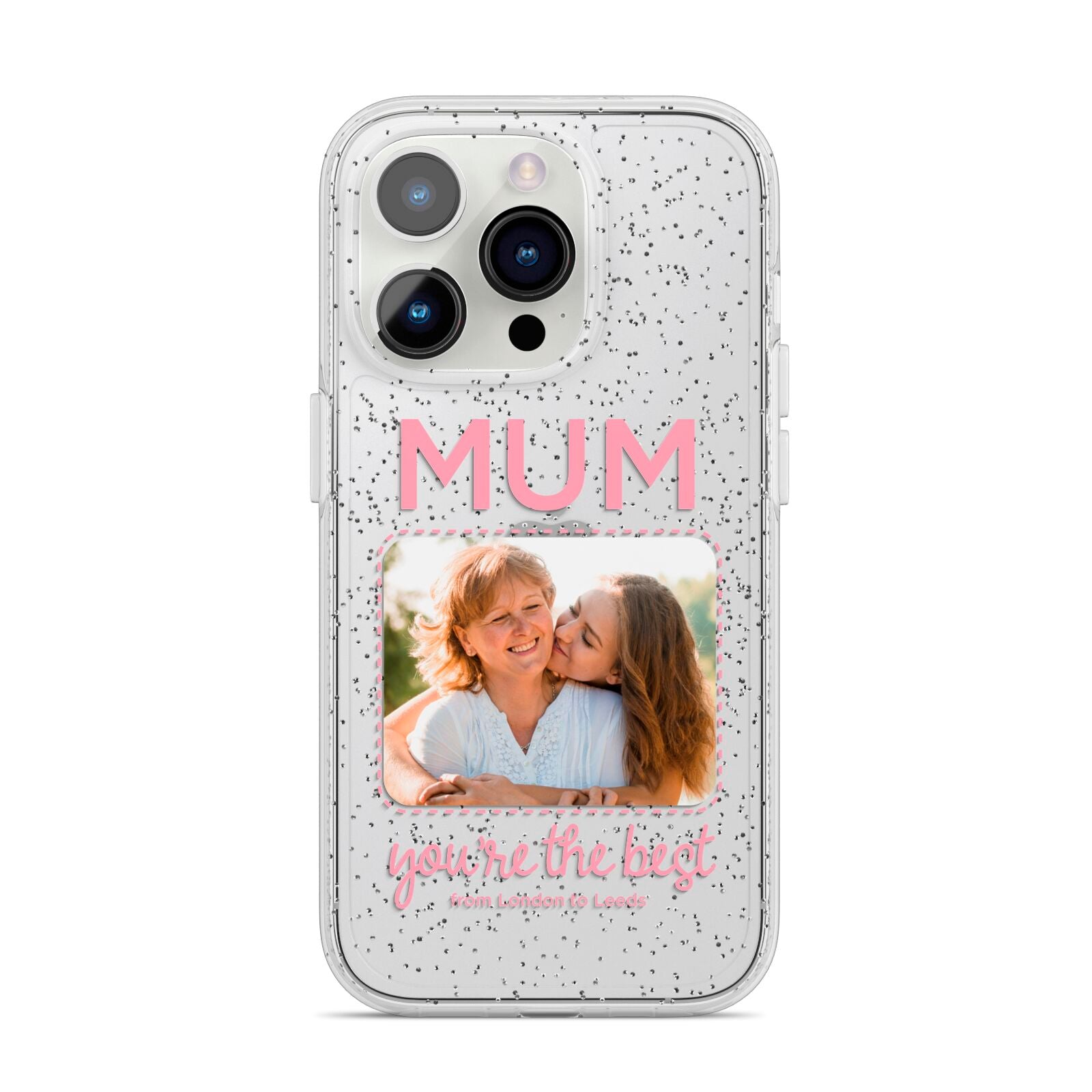 Long Distance Mothers Day Photo iPhone 14 Pro Glitter Tough Case Silver