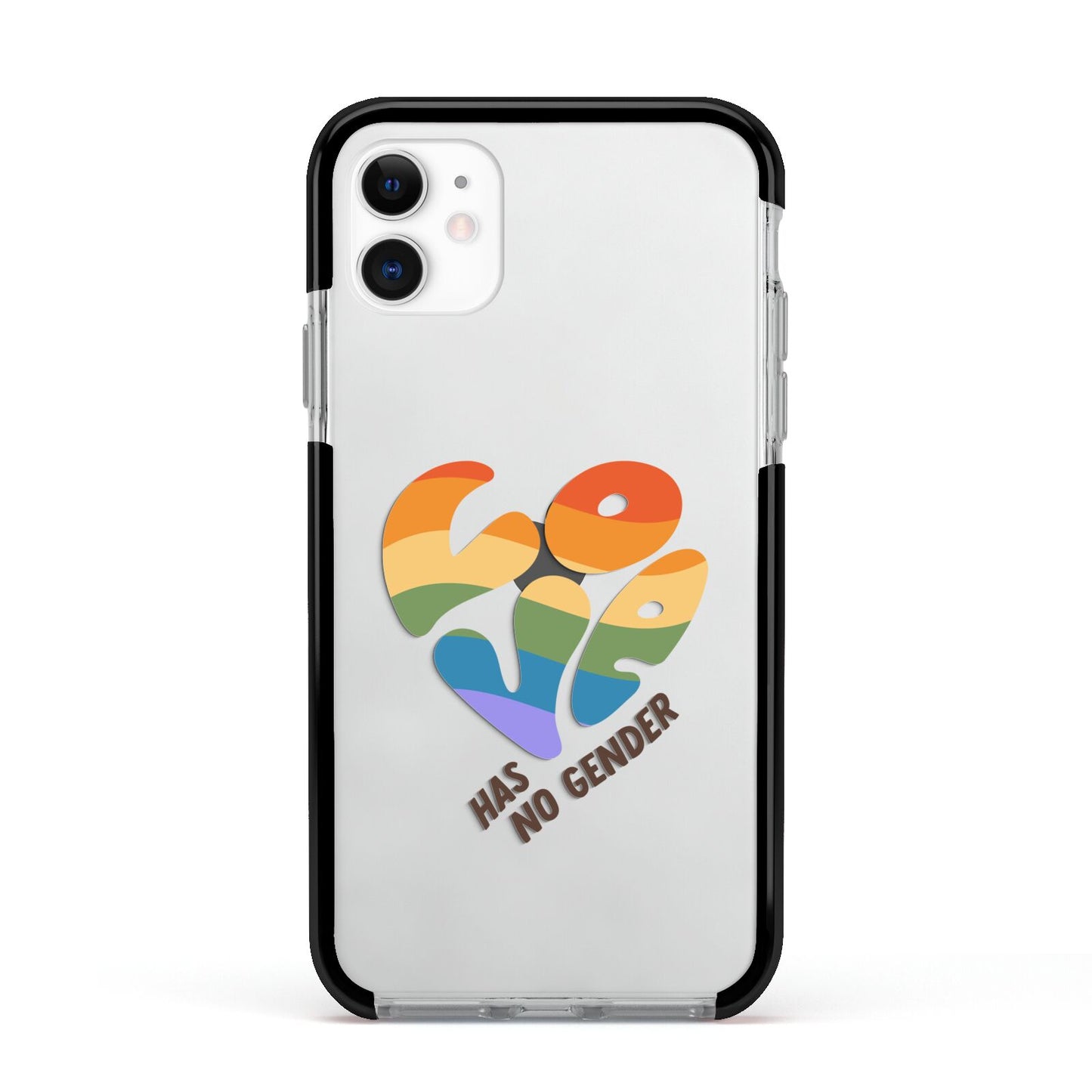 Love Has No Gender Apple iPhone 11 in White with Black Impact Case