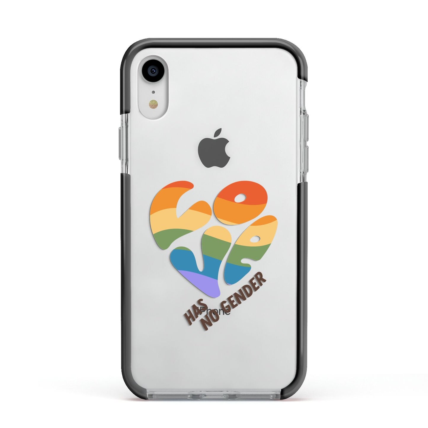 Love Has No Gender Apple iPhone XR Impact Case Black Edge on Silver Phone