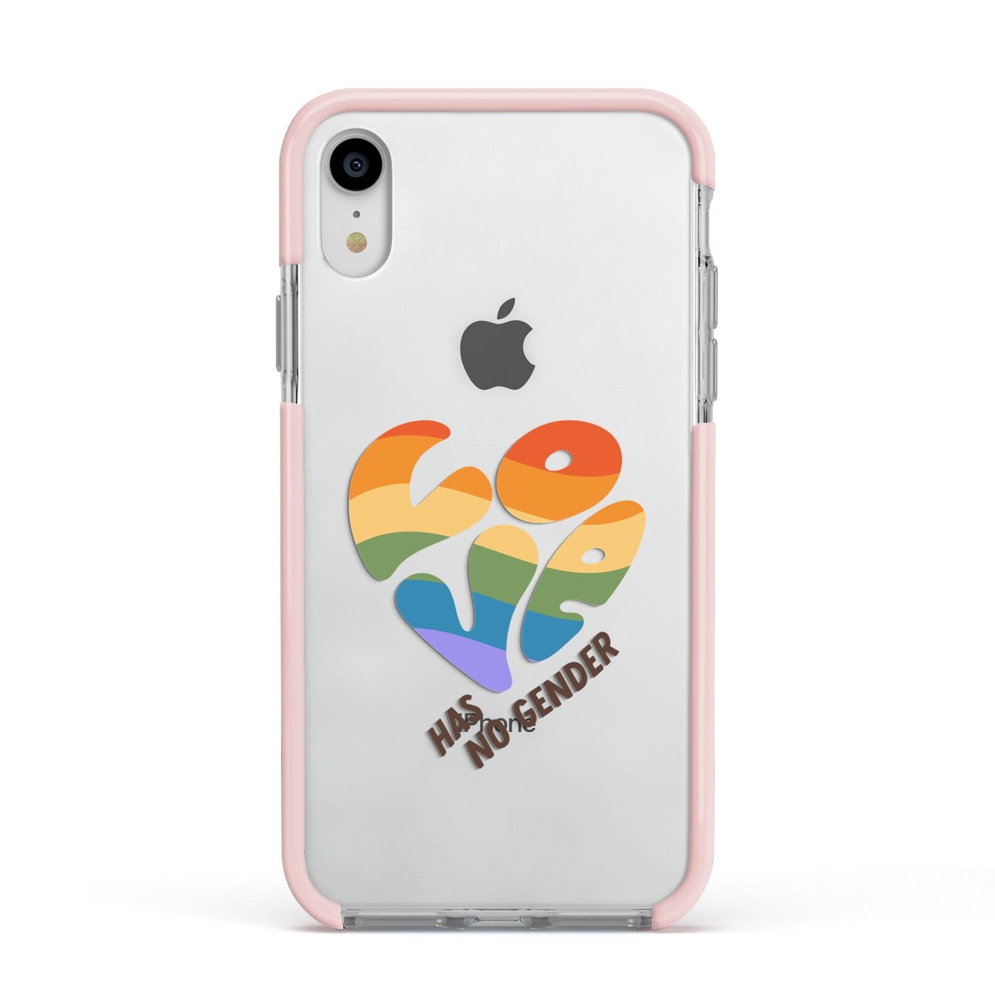 Love Has No Gender Apple iPhone XR Impact Case Pink Edge on Silver Phone