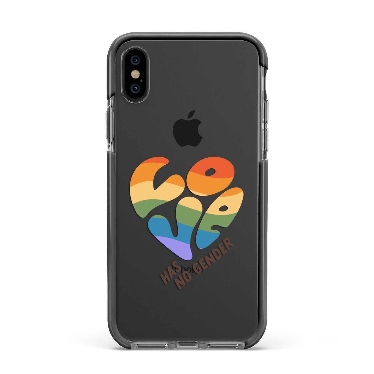 Love Has No Gender Apple iPhone Xs Impact Case Black Edge on Black Phone