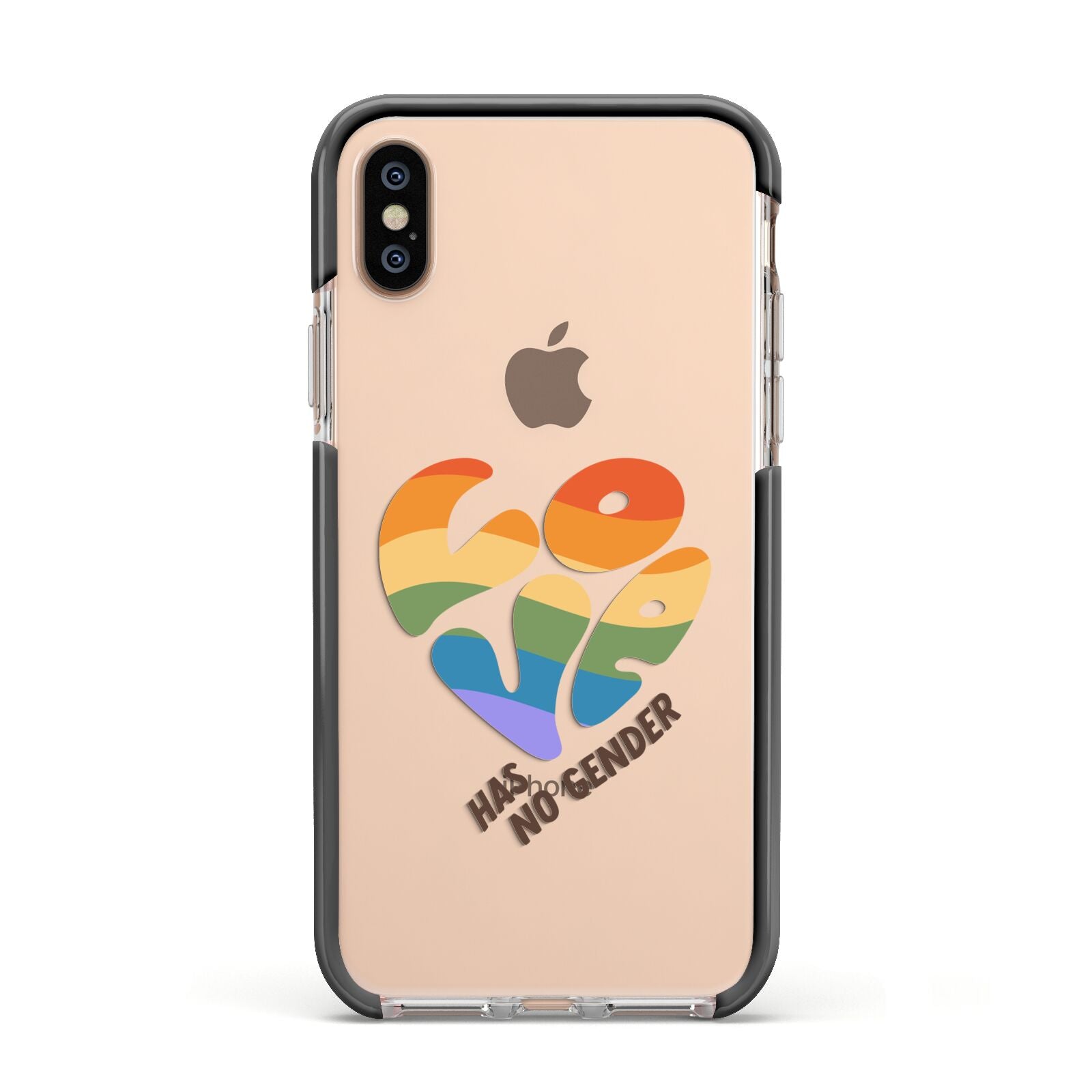 Love Has No Gender Apple iPhone Xs Impact Case Black Edge on Gold Phone