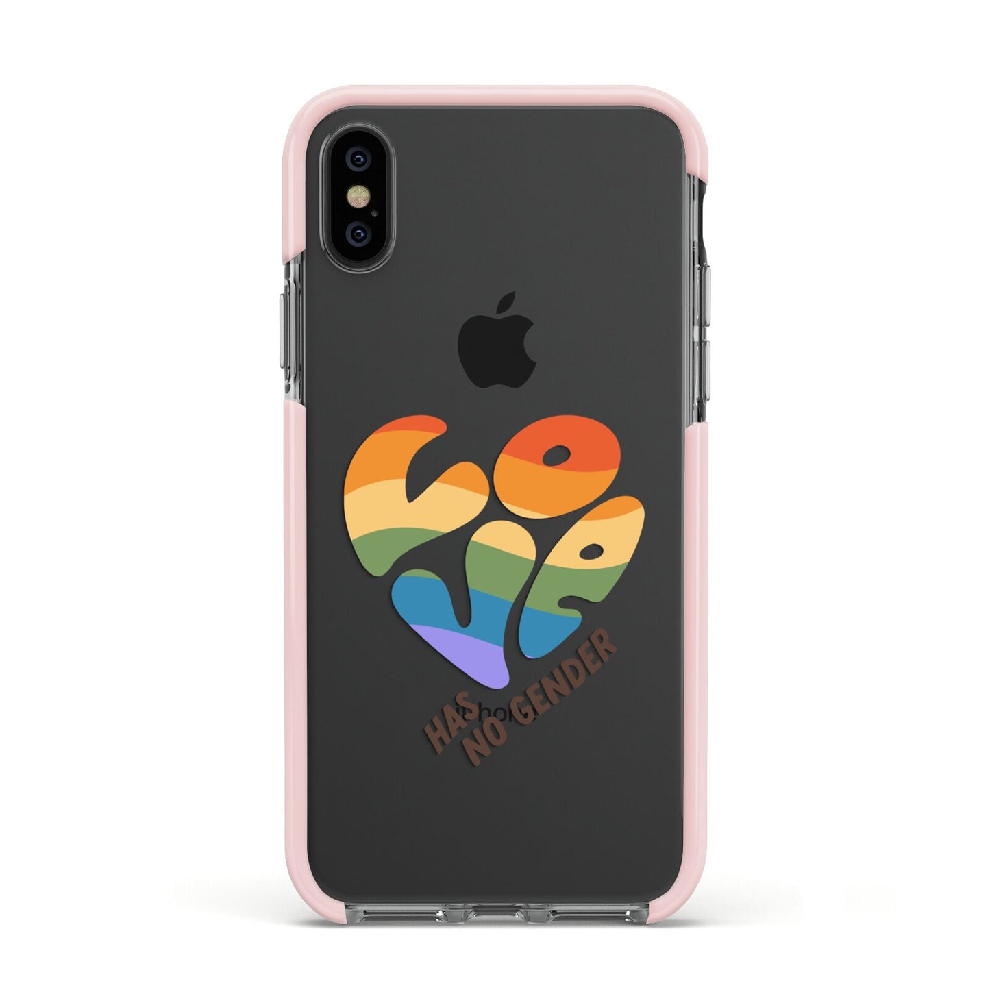 Love Has No Gender Apple iPhone Xs Impact Case Pink Edge on Black Phone