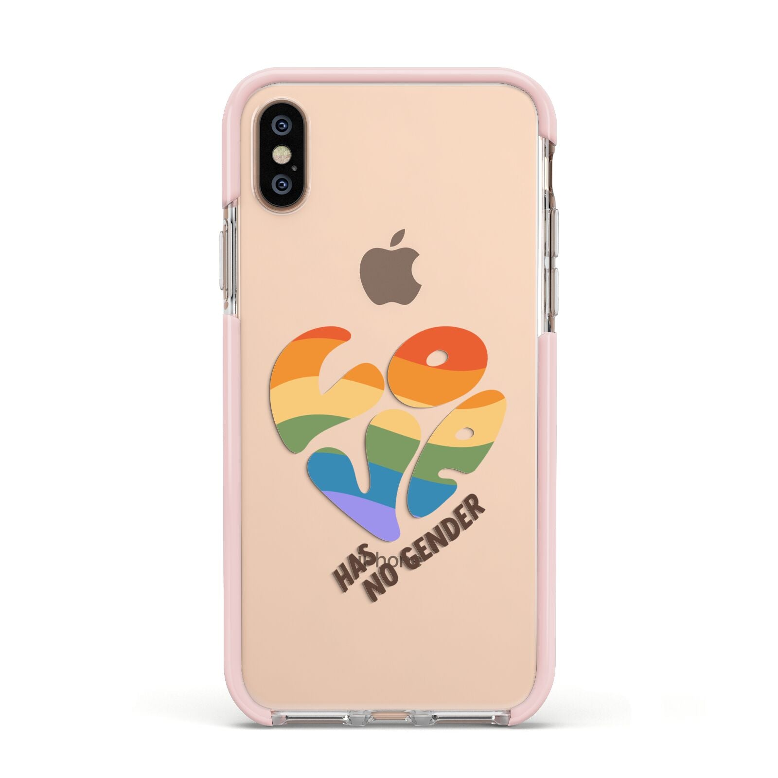 Love Has No Gender Apple iPhone Xs Impact Case Pink Edge on Gold Phone