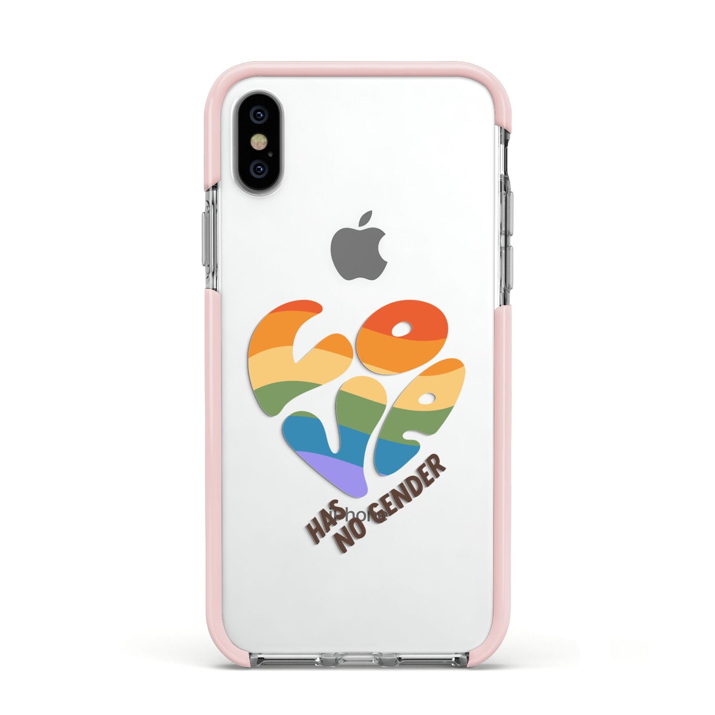 Love Has No Gender Apple iPhone Xs Impact Case Pink Edge on Silver Phone