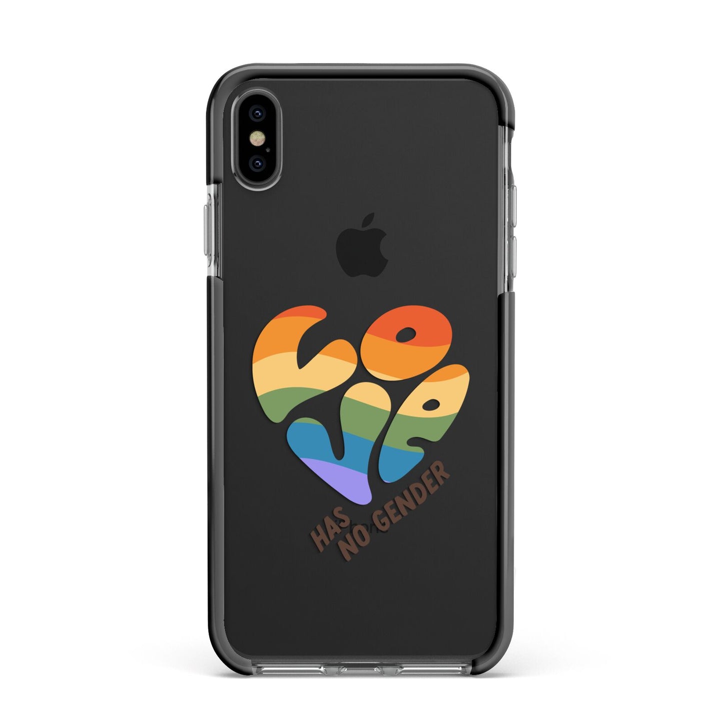 Love Has No Gender Apple iPhone Xs Max Impact Case Black Edge on Black Phone