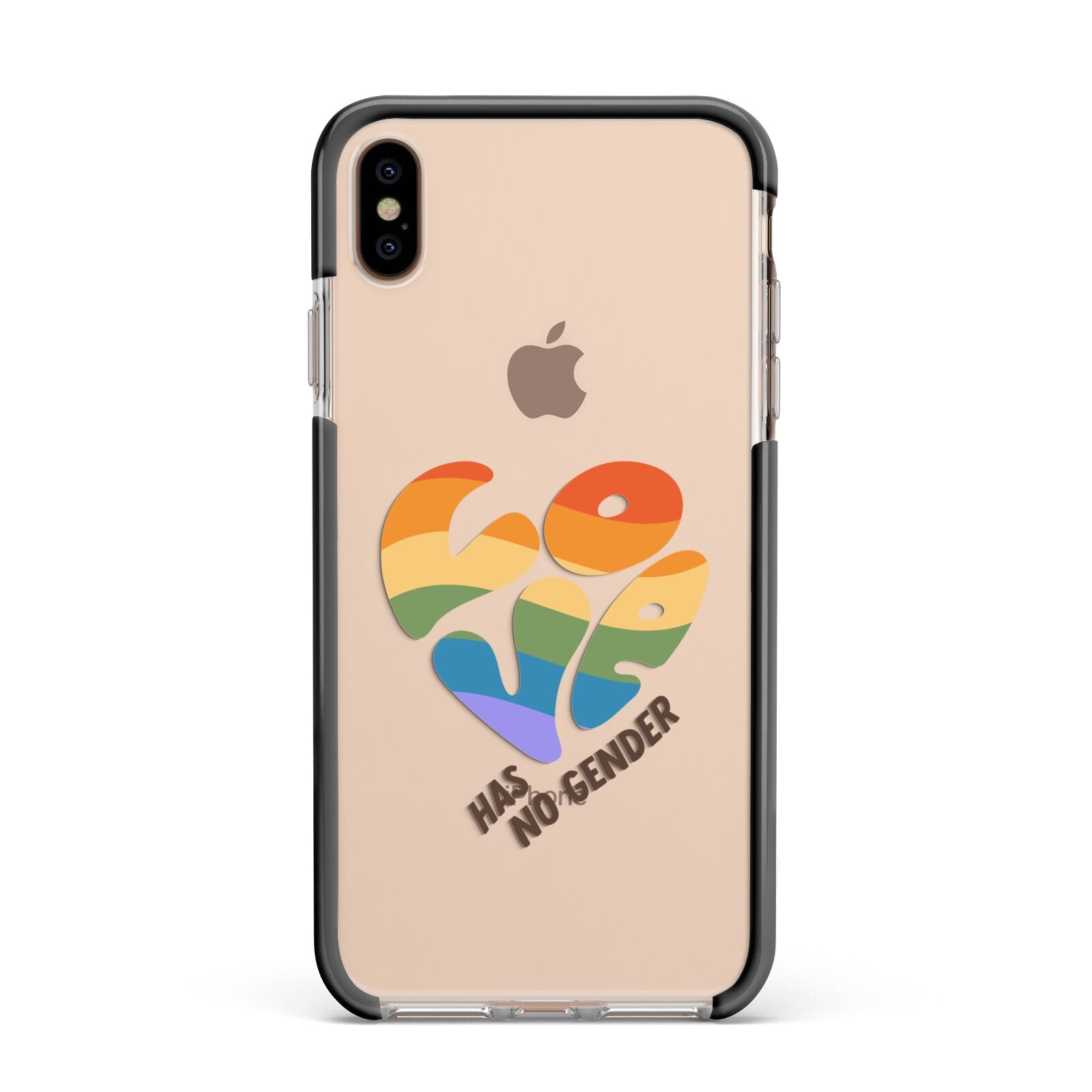 Love Has No Gender Apple iPhone Xs Max Impact Case Black Edge on Gold Phone