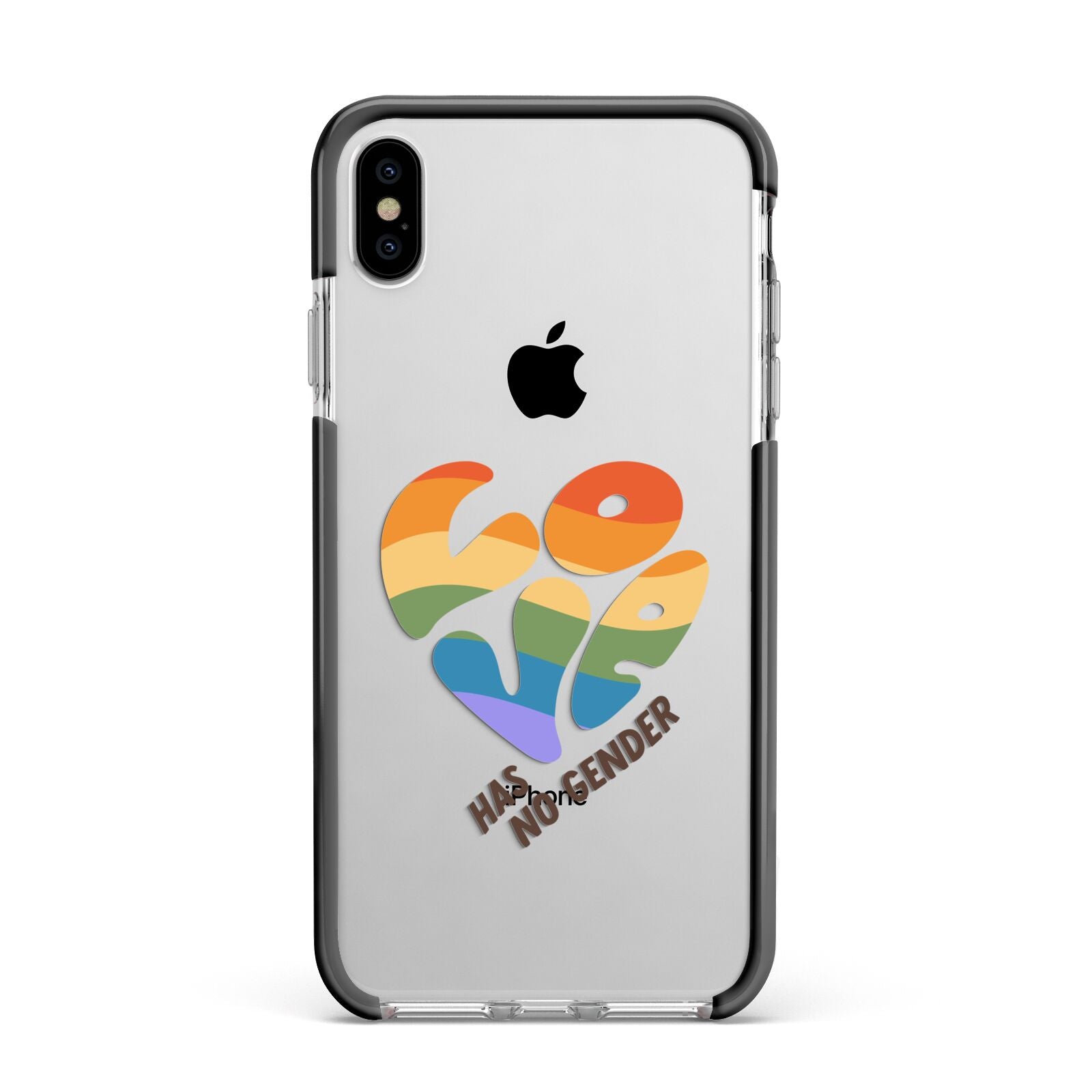 Love Has No Gender Apple iPhone Xs Max Impact Case Black Edge on Silver Phone