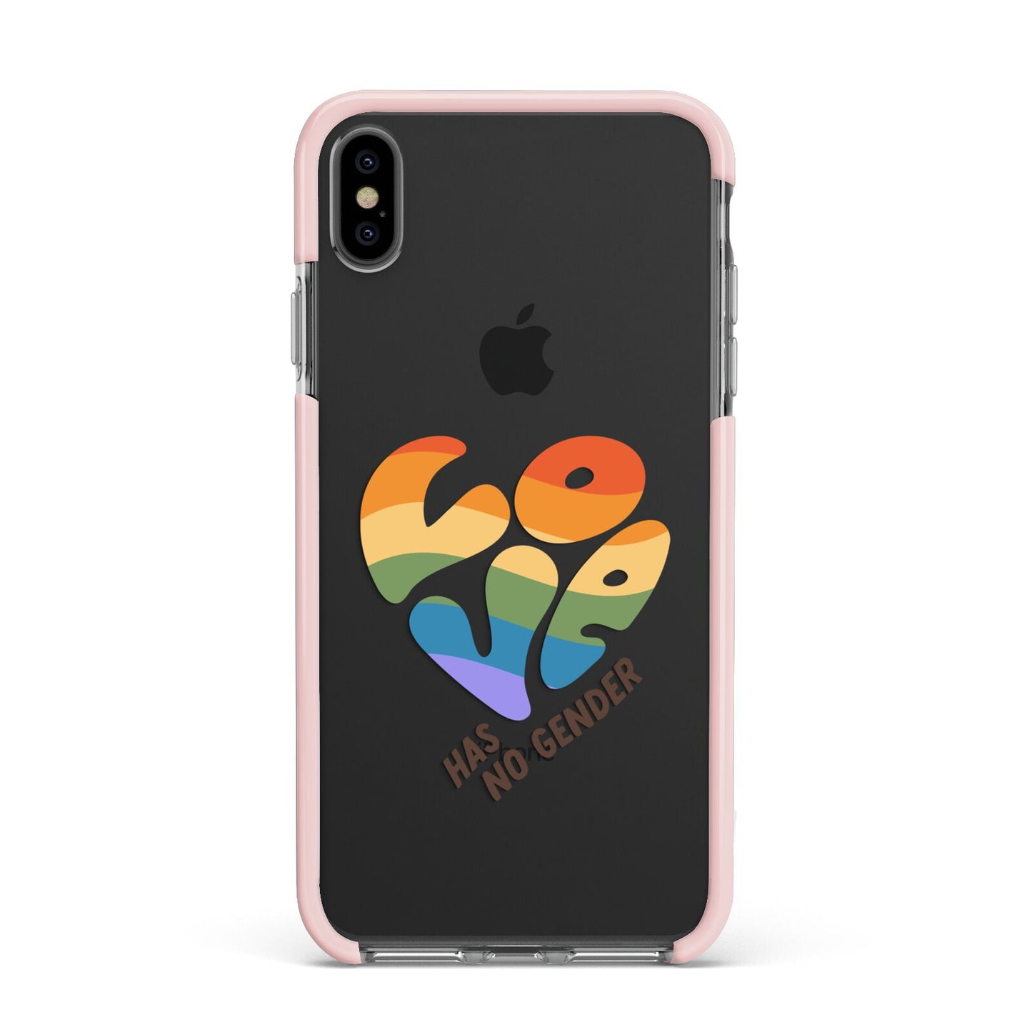 Love Has No Gender Apple iPhone Xs Max Impact Case Pink Edge on Black Phone