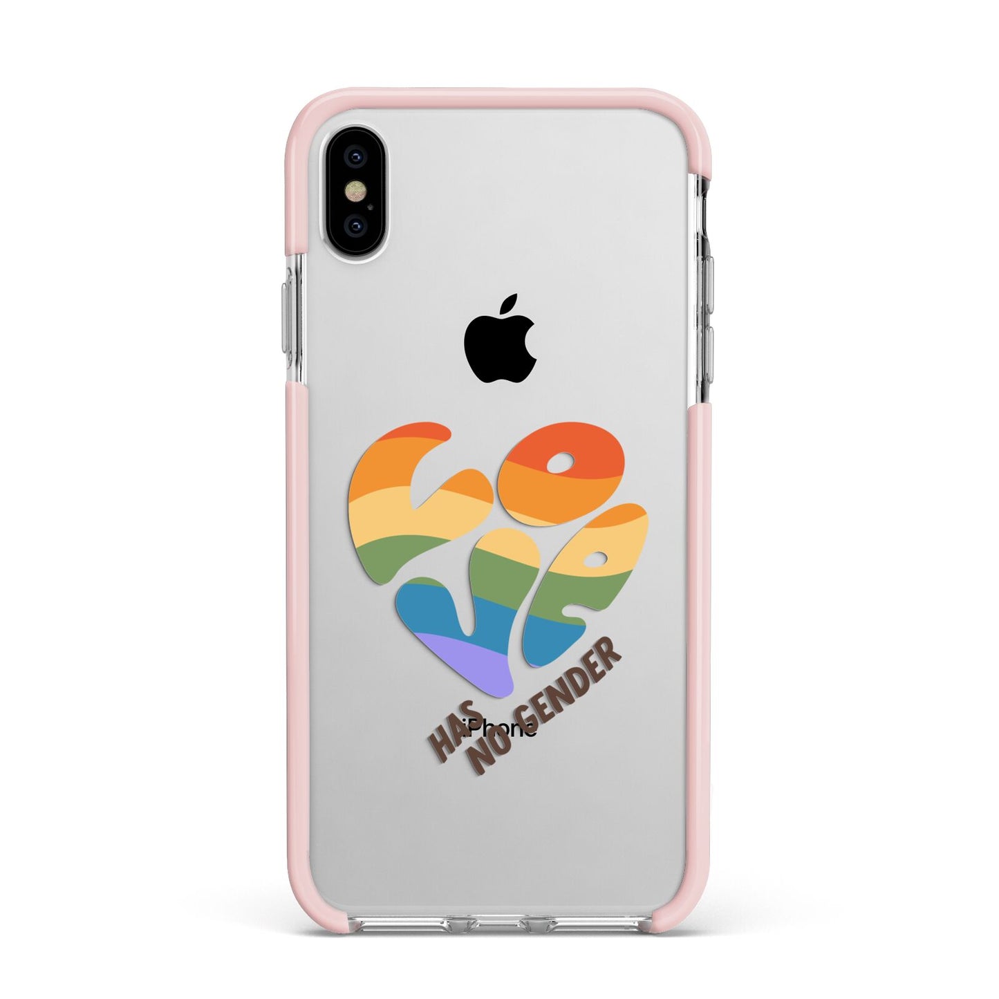 Love Has No Gender Apple iPhone Xs Max Impact Case Pink Edge on Silver Phone