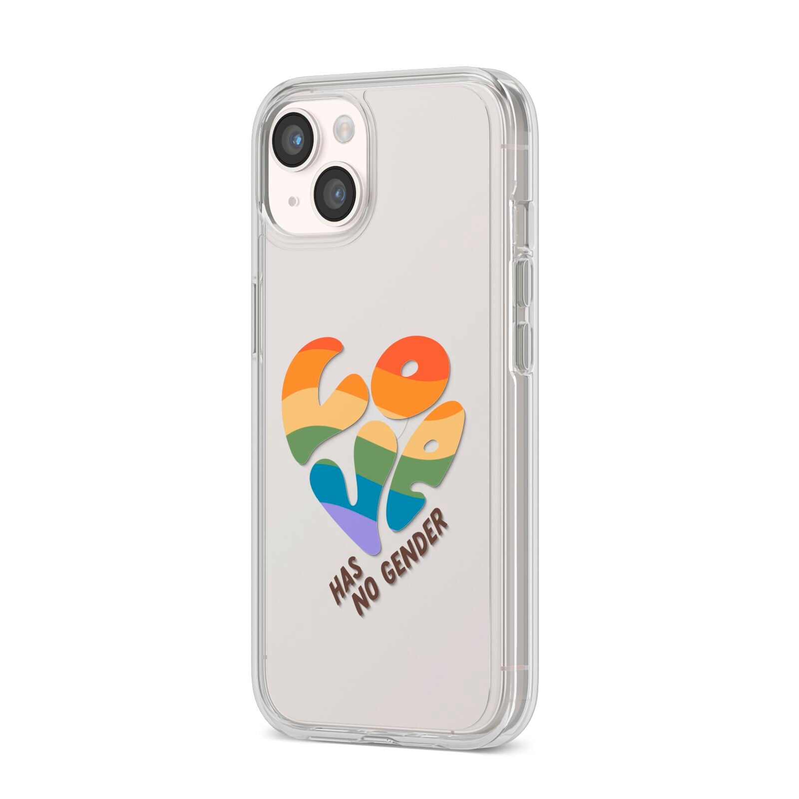 Love Has No Gender iPhone 14 Clear Tough Case Starlight Angled Image