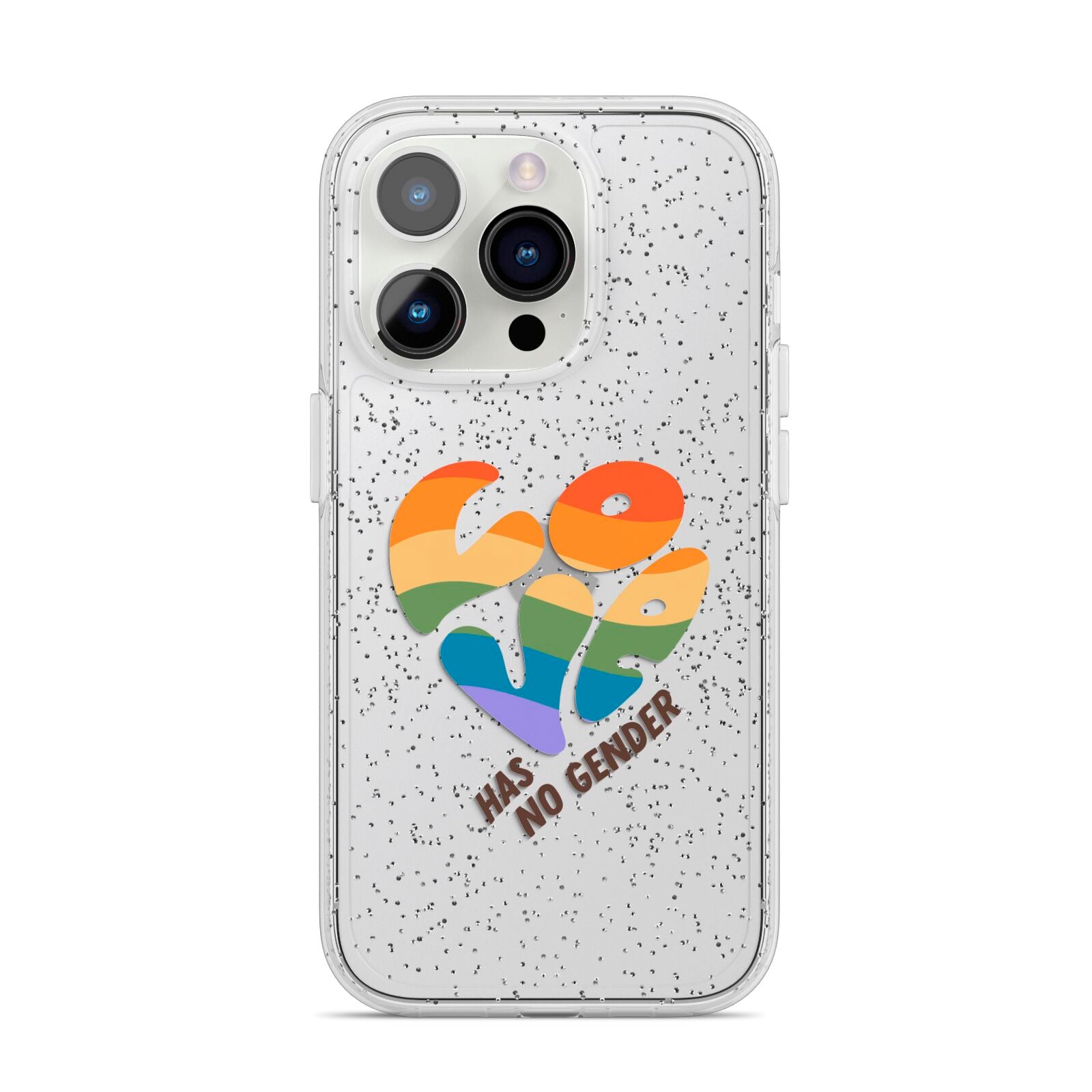 Love Has No Gender iPhone 14 Pro Glitter Tough Case Silver