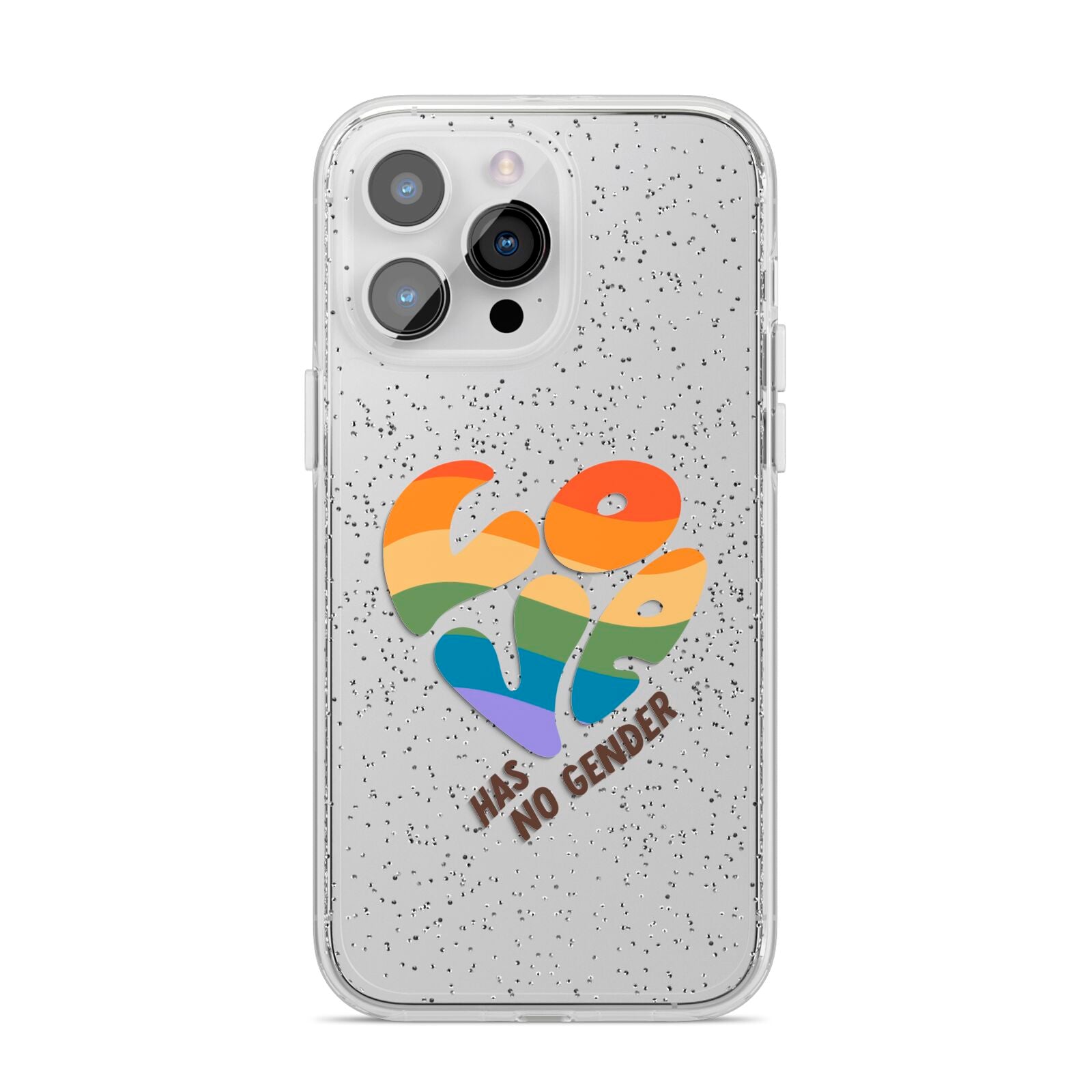 Love Has No Gender iPhone 14 Pro Max Glitter Tough Case Silver