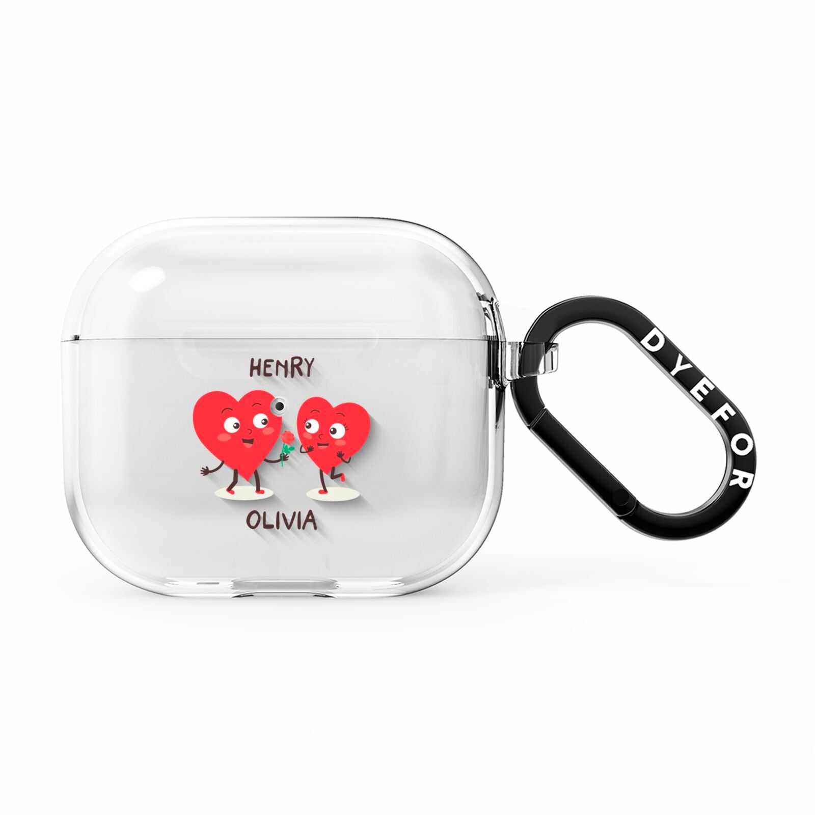 Love Heart Couples Custom AirPods Clear Case 3rd Gen