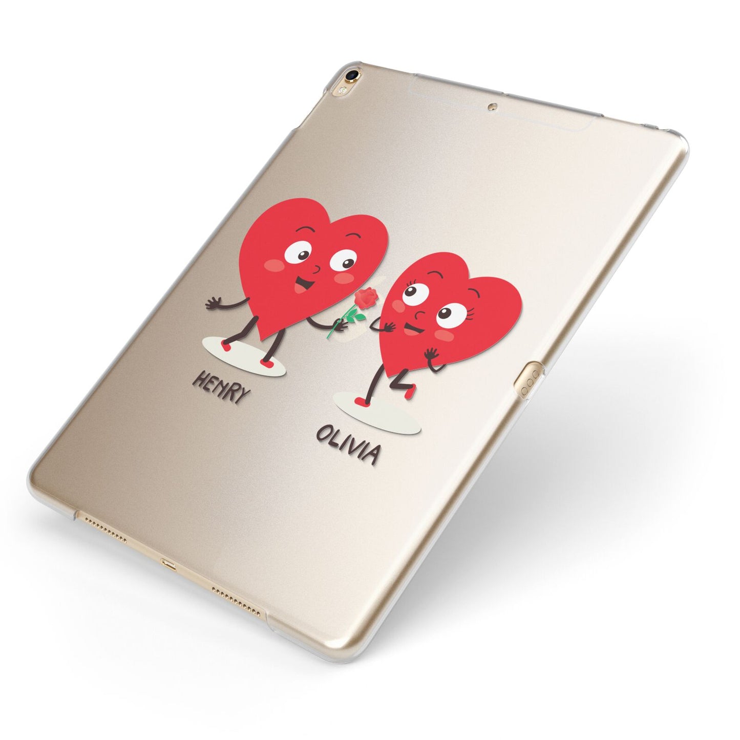 Love Heart Couples Custom Apple iPad Case on Gold iPad Side View