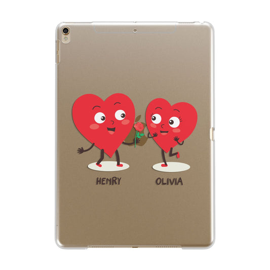 Love Heart Couples Custom Apple iPad Gold Case