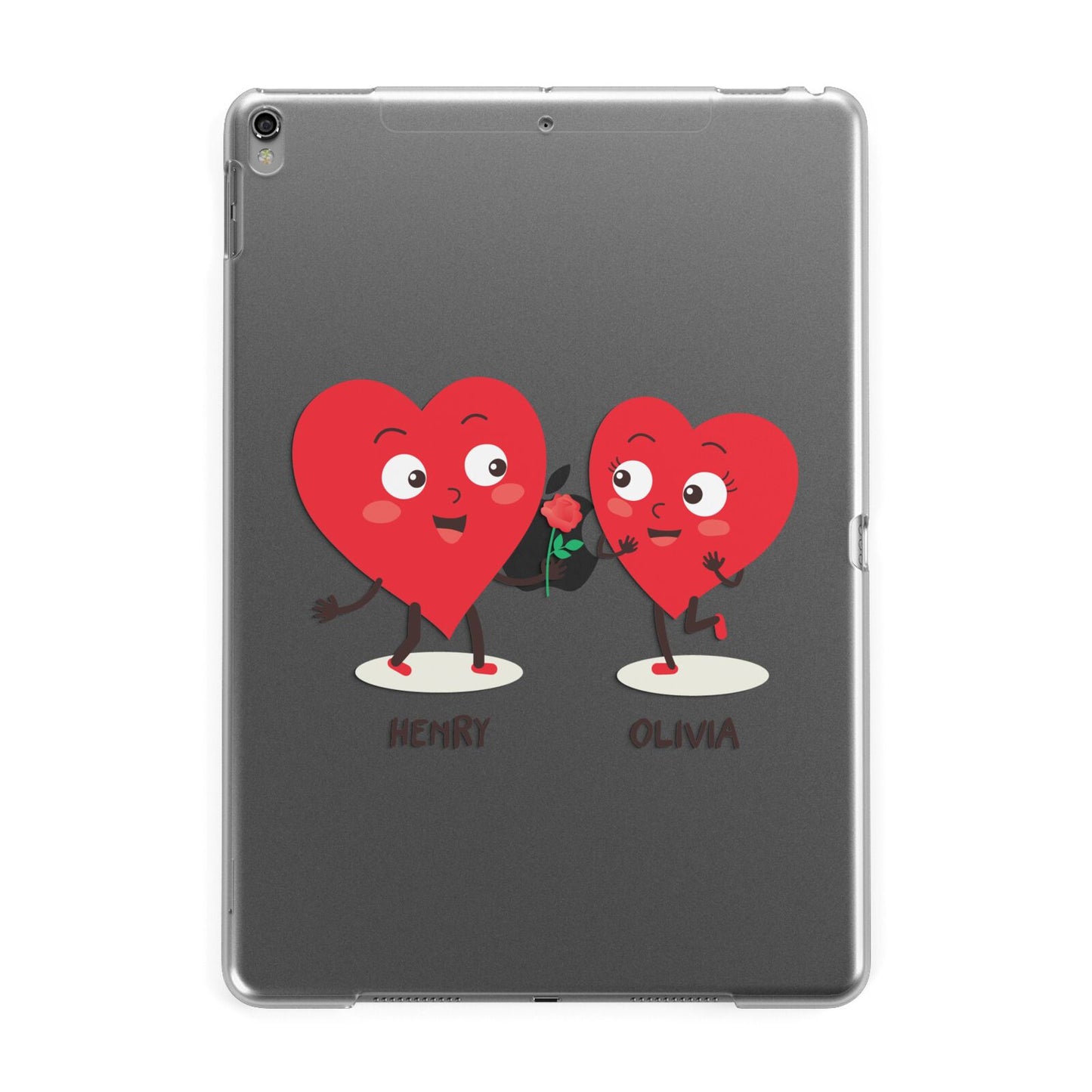 Love Heart Couples Custom Apple iPad Grey Case