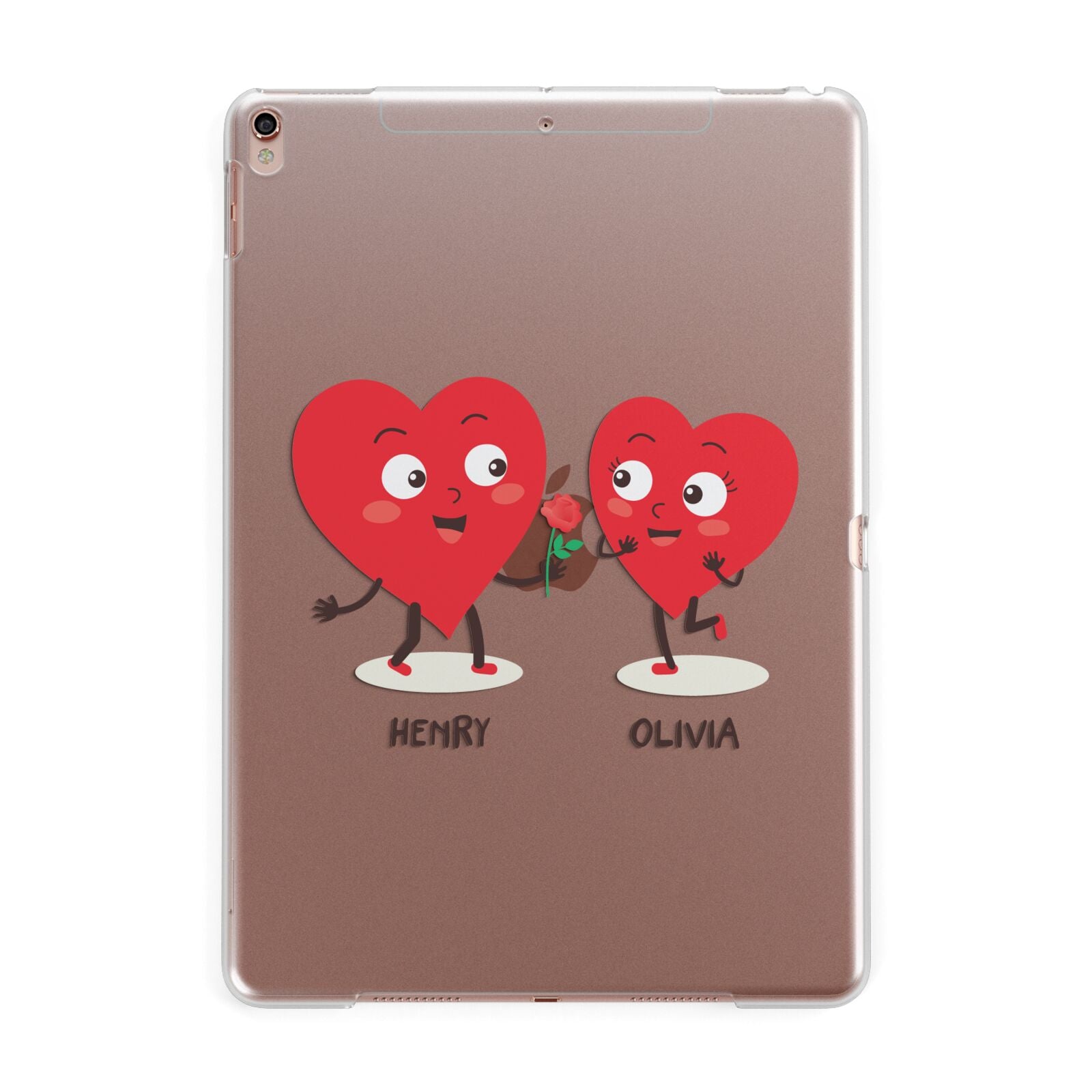 Love Heart Couples Custom Apple iPad Rose Gold Case