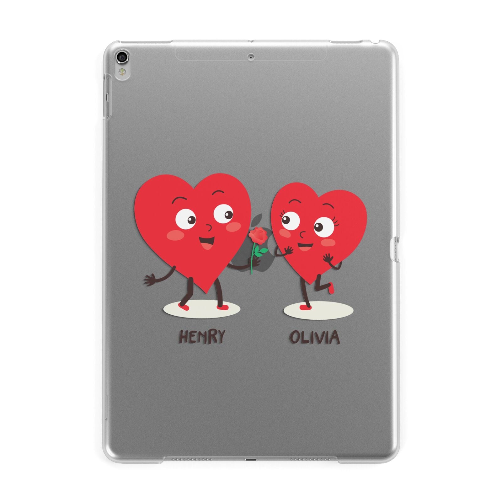 Love Heart Couples Custom Apple iPad Silver Case