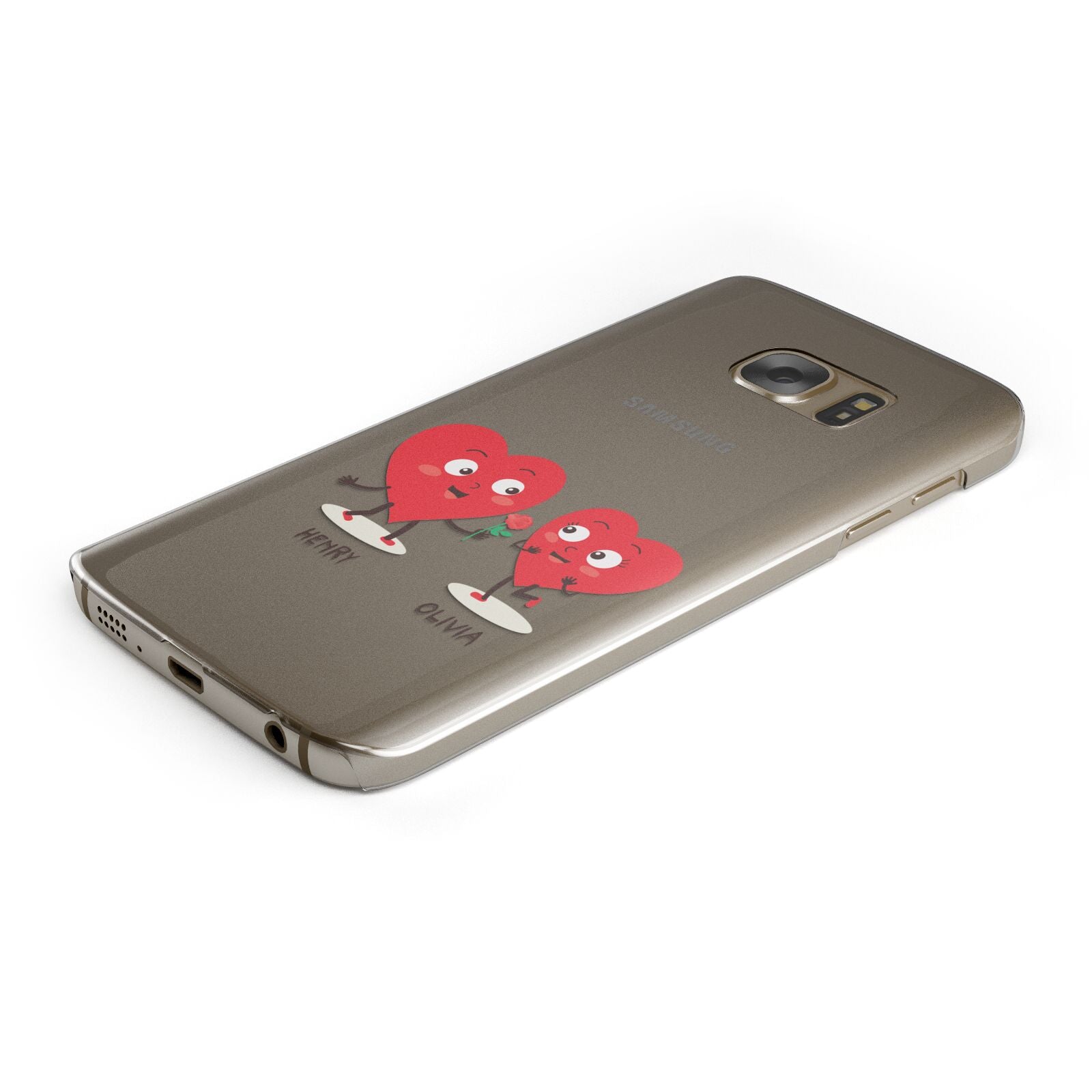 Love Heart Couples Custom Protective Samsung Galaxy Case Angled Image