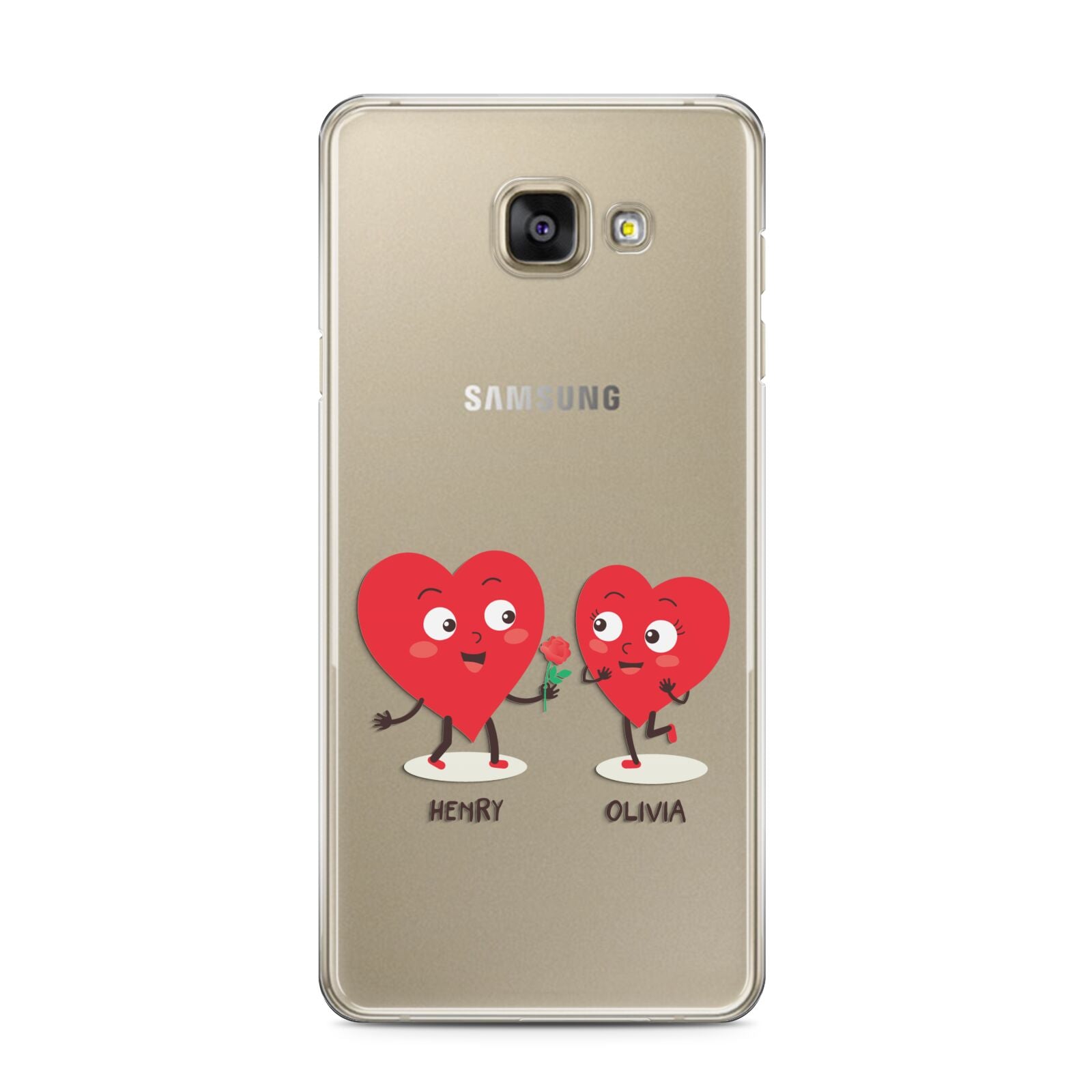 Love Heart Couples Custom Samsung Galaxy A3 2016 Case on gold phone