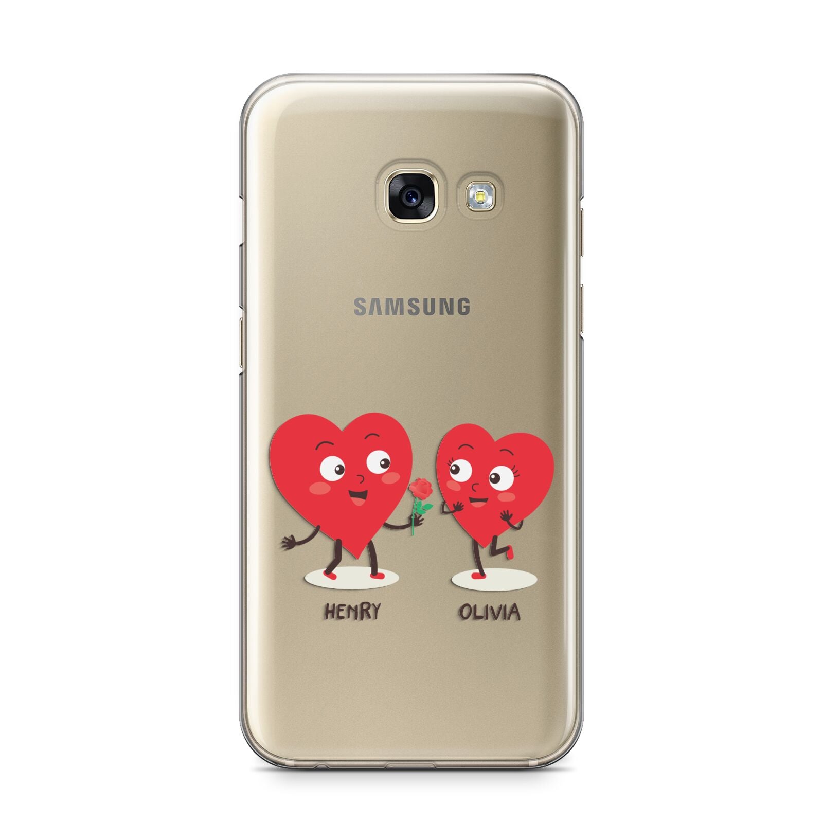 Love Heart Couples Custom Samsung Galaxy A3 2017 Case on gold phone