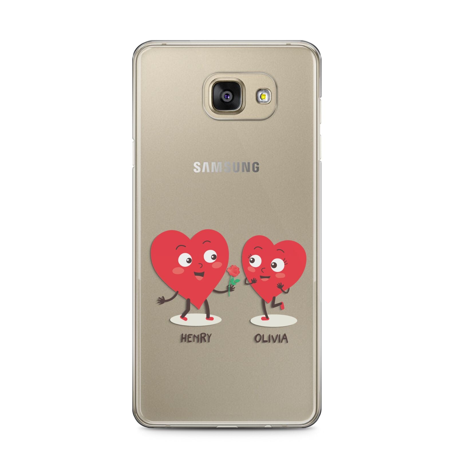 Love Heart Couples Custom Samsung Galaxy A5 2016 Case on gold phone