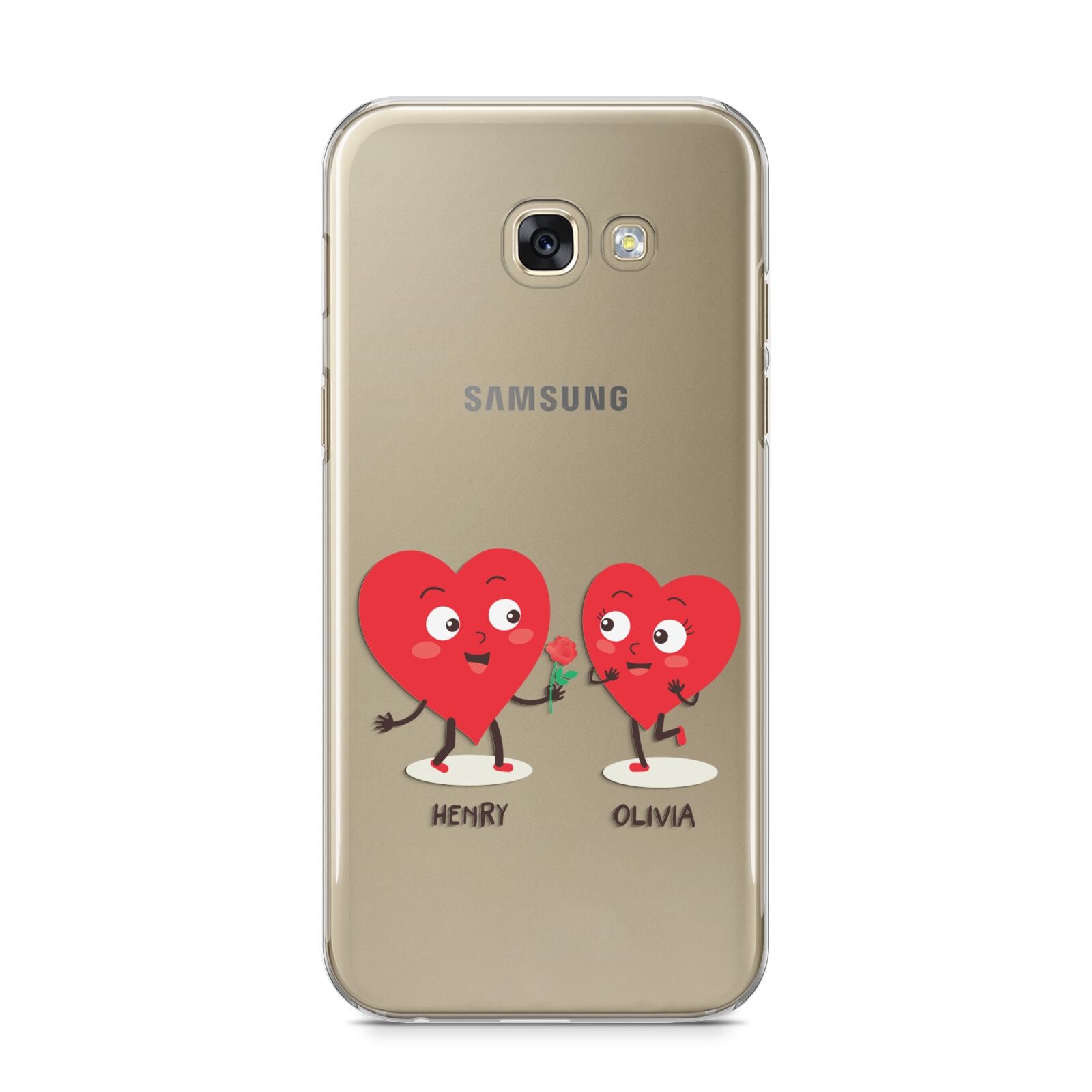 Love Heart Couples Custom Samsung Galaxy A5 2017 Case on gold phone